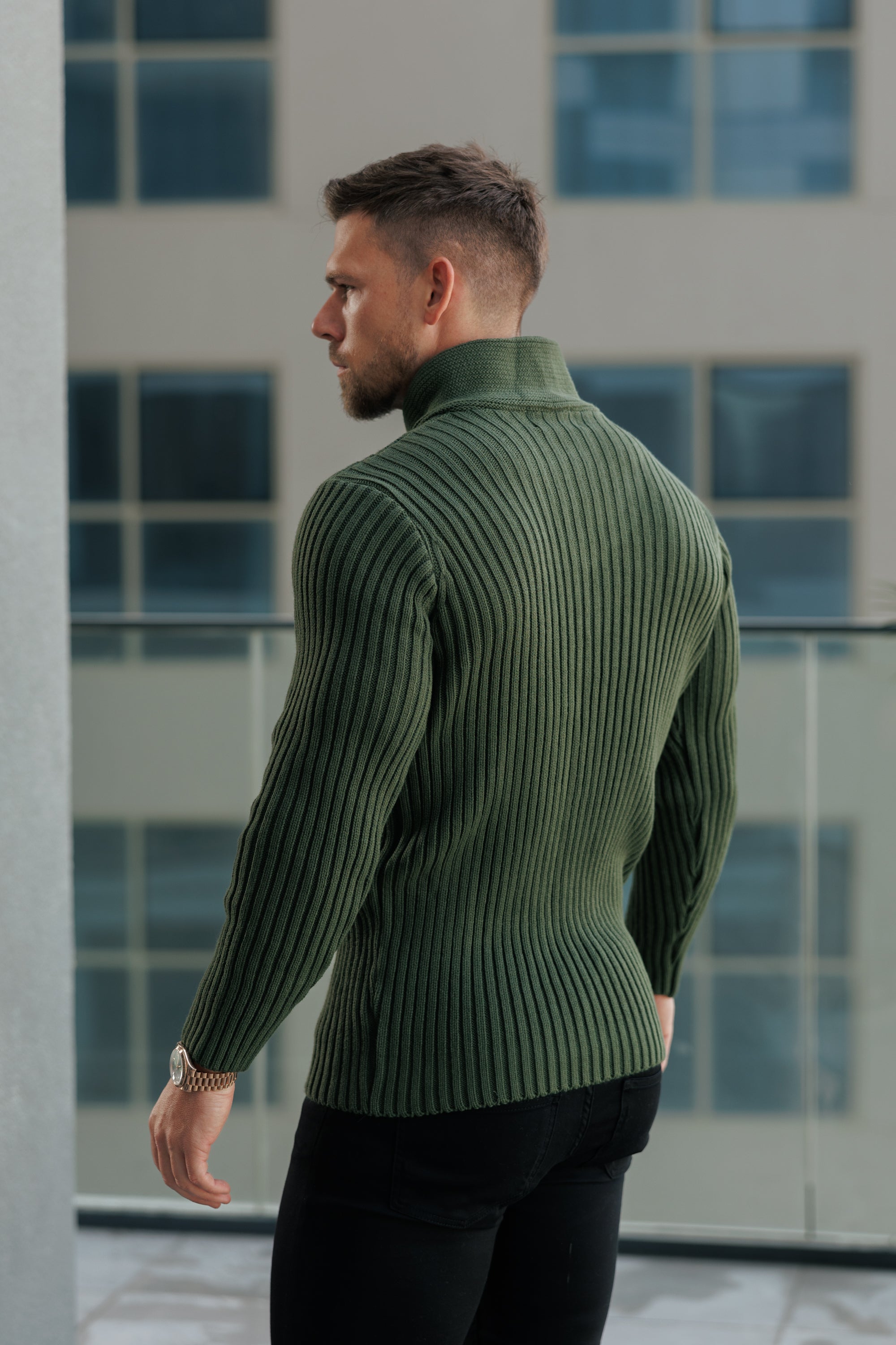 Father Sons Chunky Cable Knit Olive Sweater -  FSJ061