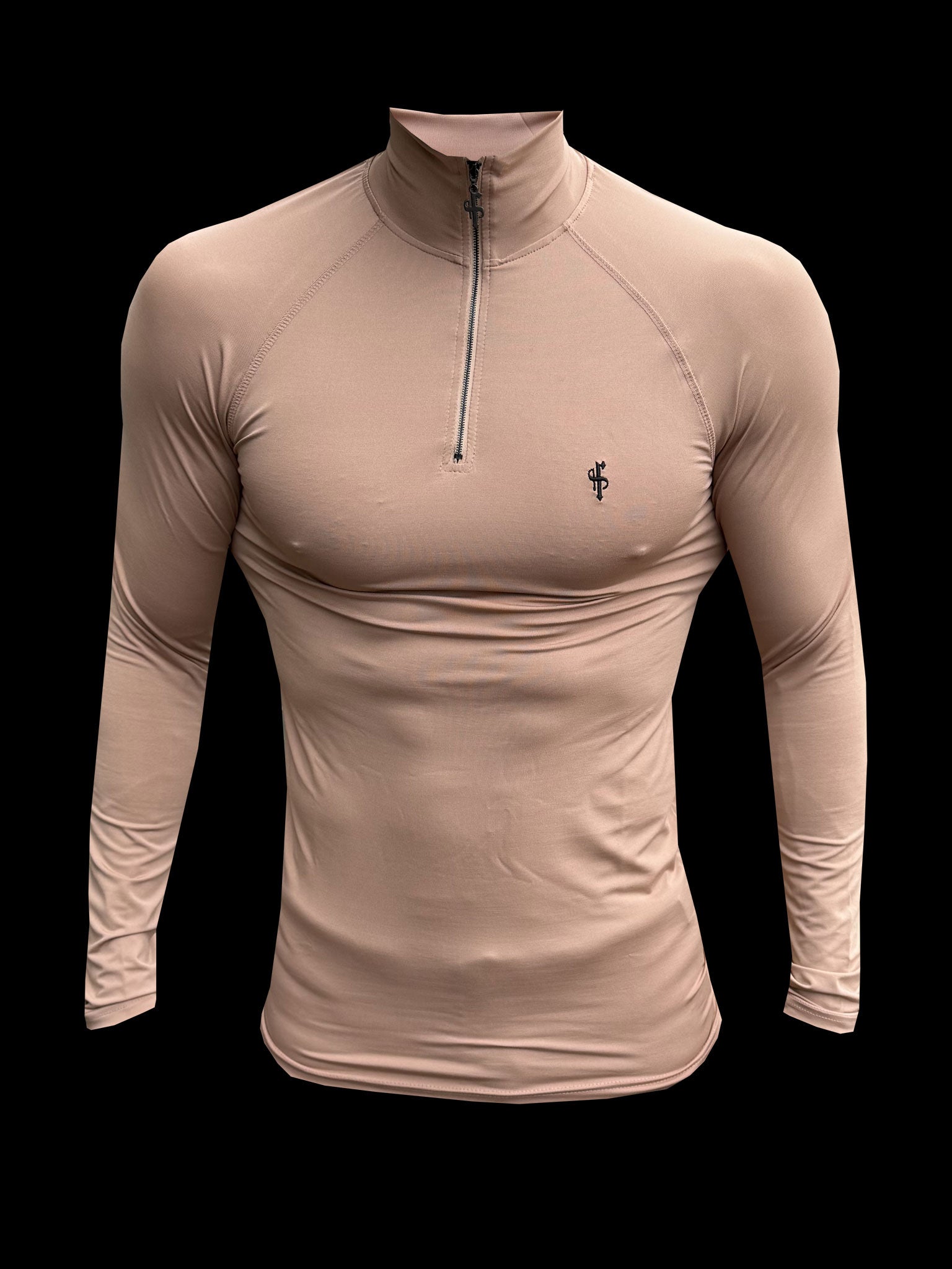LS Coffee / Black Half Zip Gym Top - FSH1283