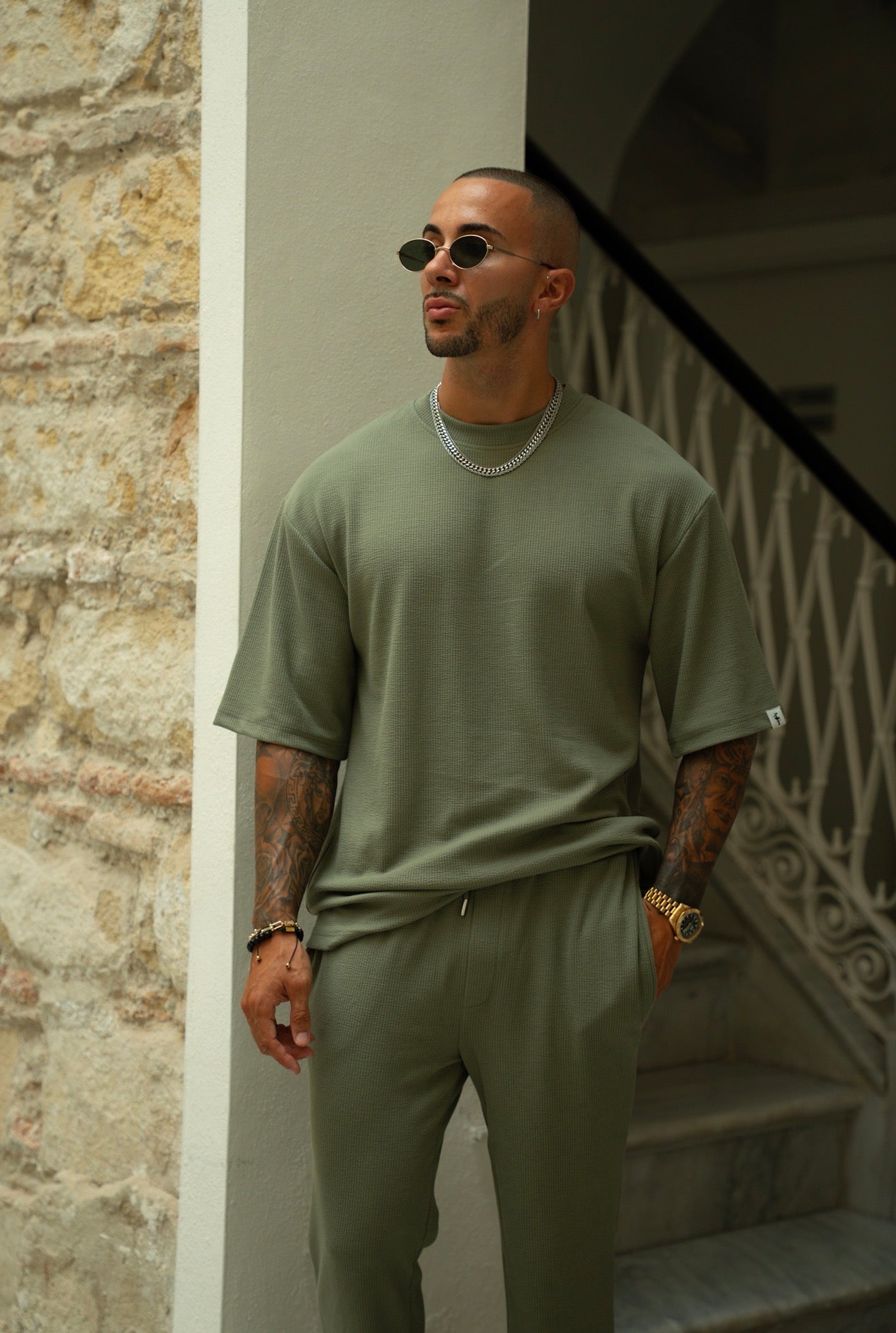 Jersey Cord Olive Oversized T-Shirt - FSR104
