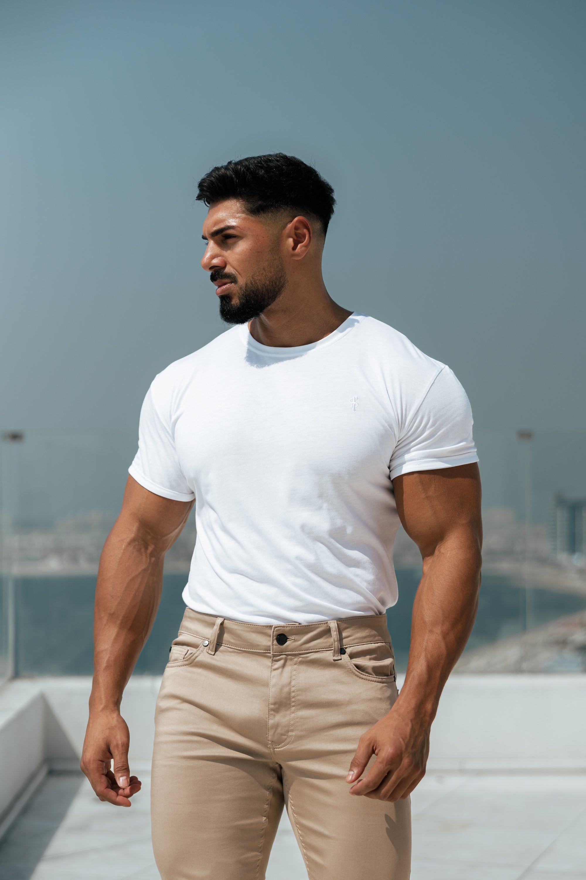 White Bamboo Crew T Shirt - FSH576