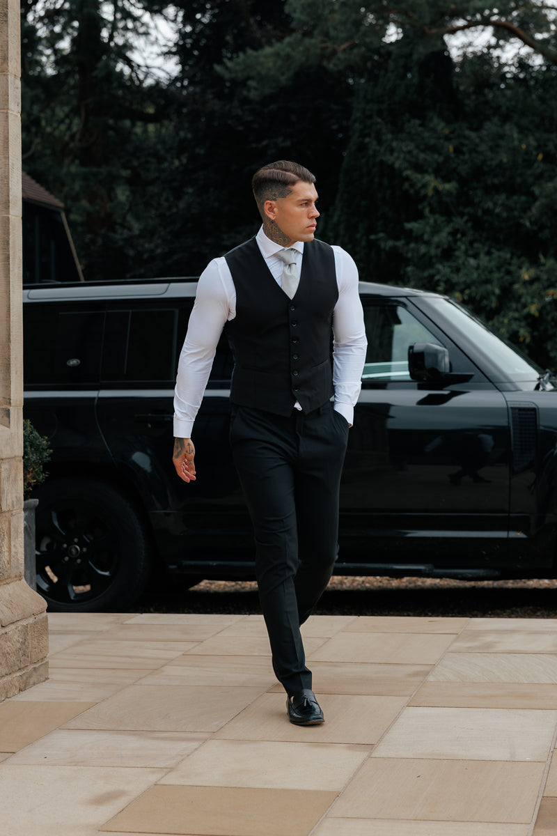 Father Sons Relaxed Formal Black Stretch Trousers - FSTR020 RELAXED