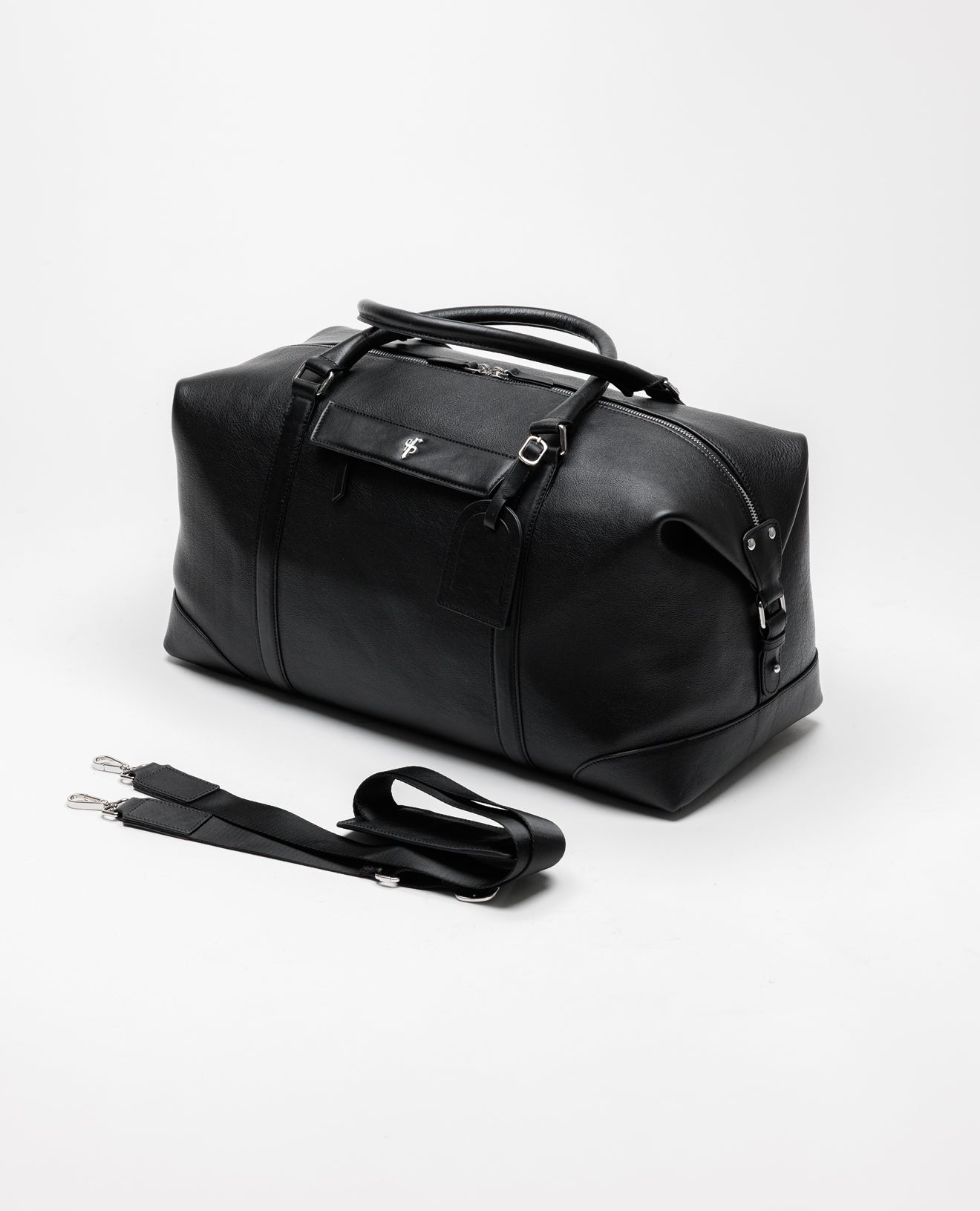 Black Leather Holdall Bag