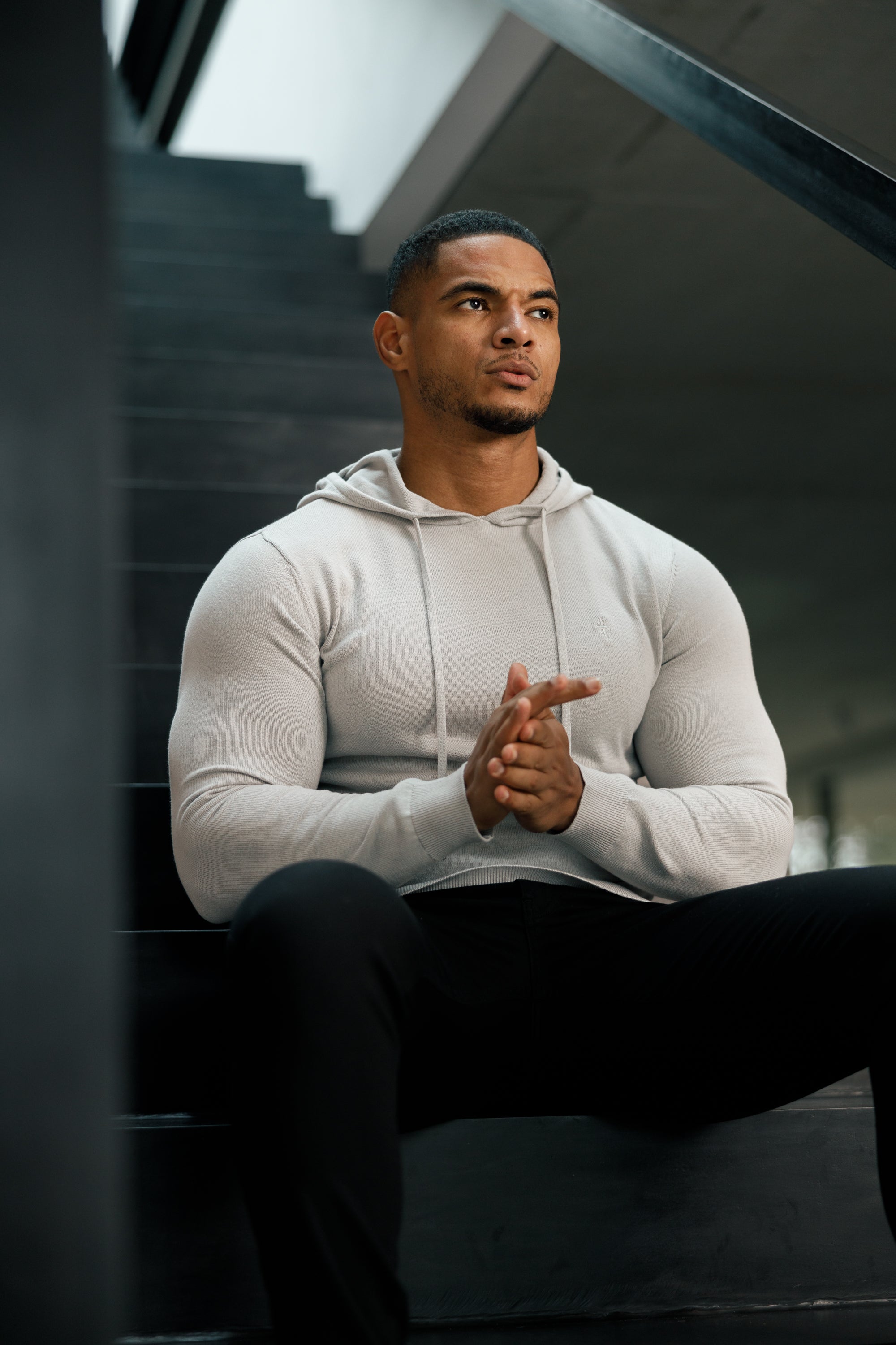Silver Grey Knitted Overhead Hoodie - FSN117