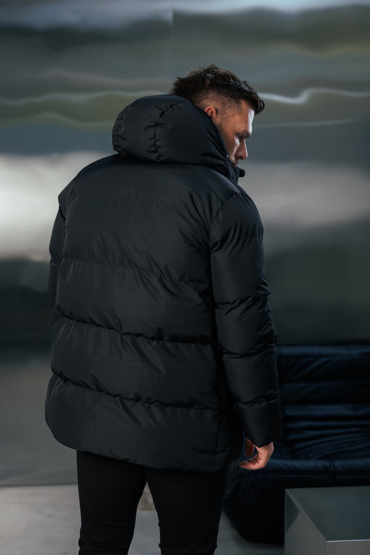 Black Padded Coat with Hood - FSN234