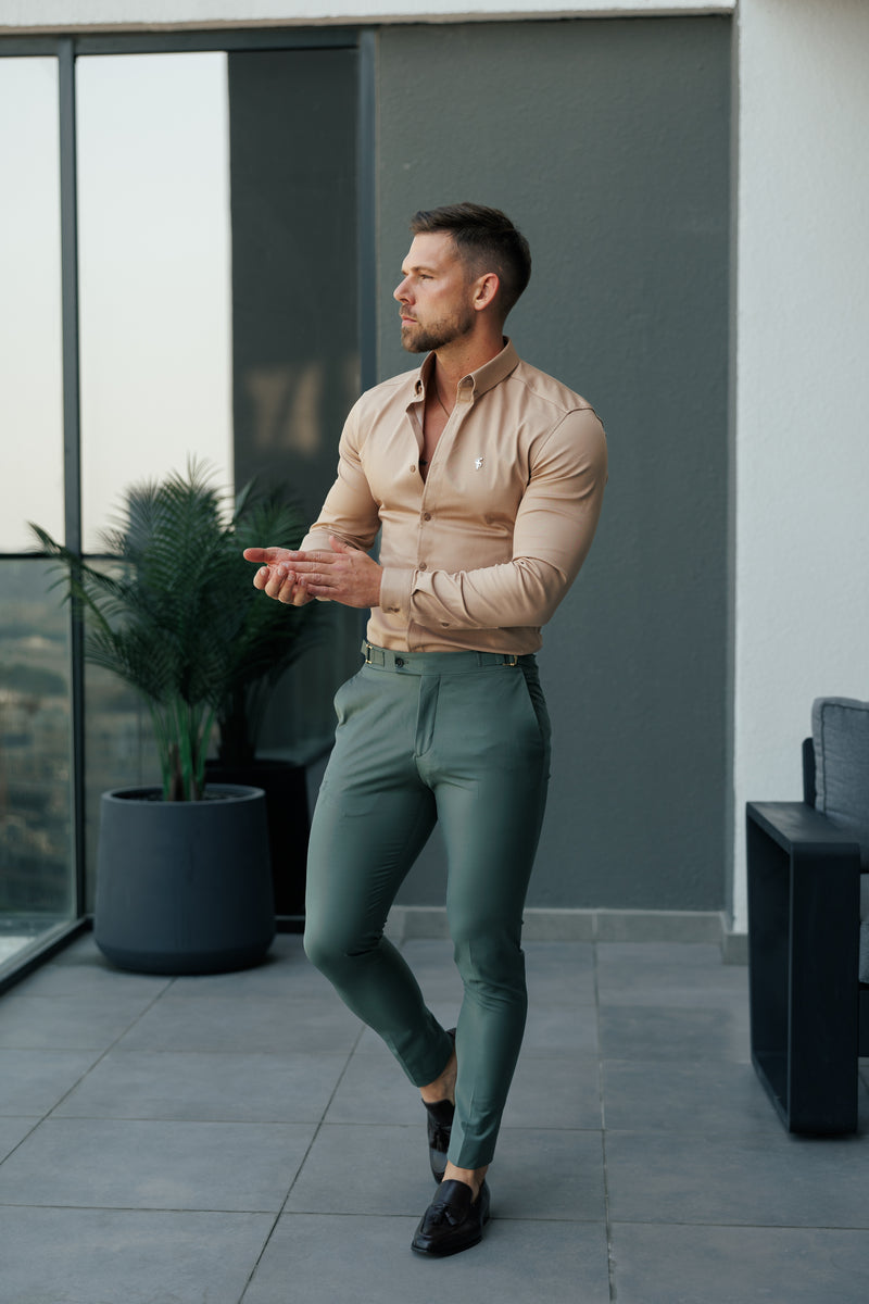 Father Sons Slim Formal Khaki Stretch Pants with Side Adjusters - FST026 