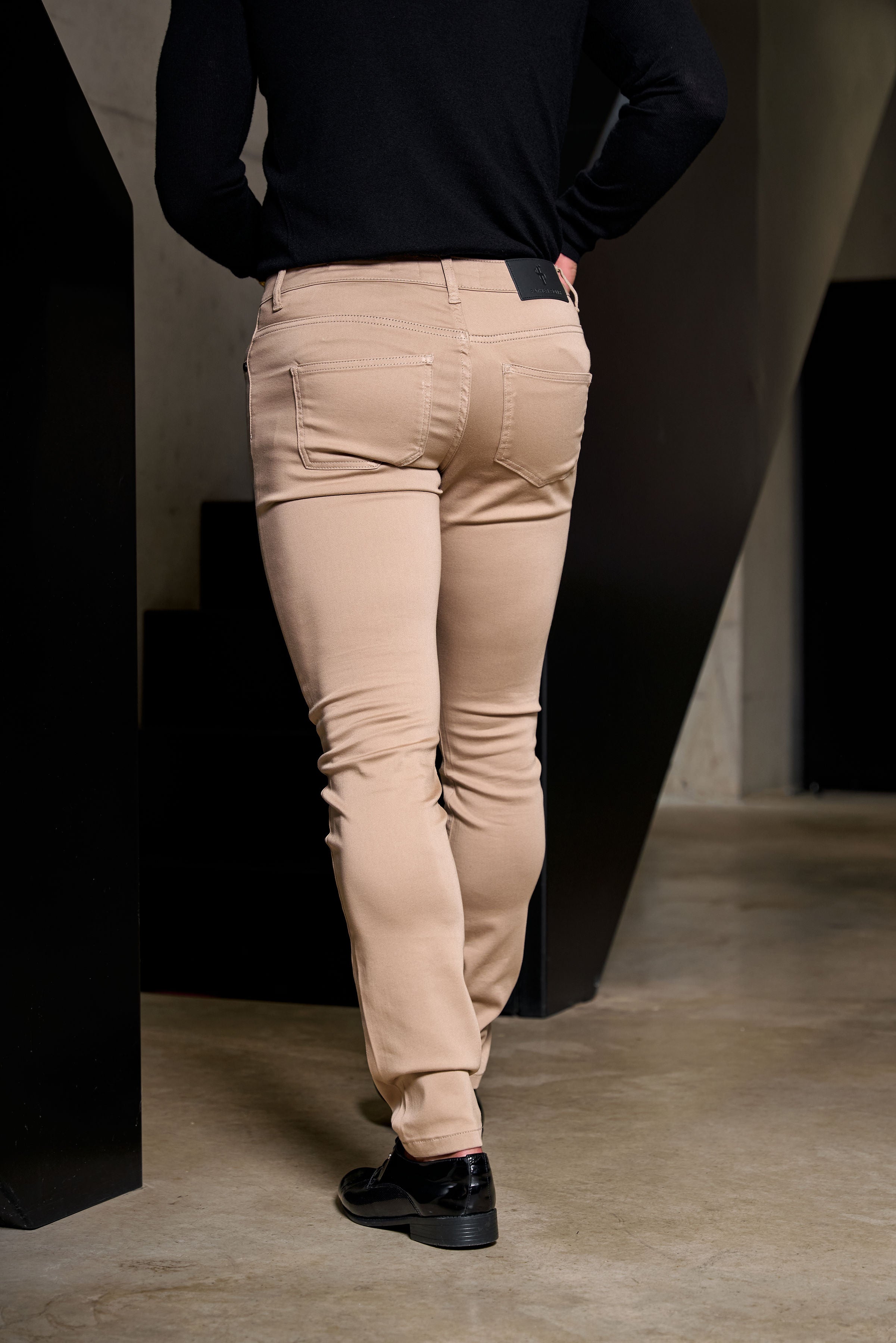 Father Sons Slim Stretch Beige Relaxed Sateen Pants - FSH1303