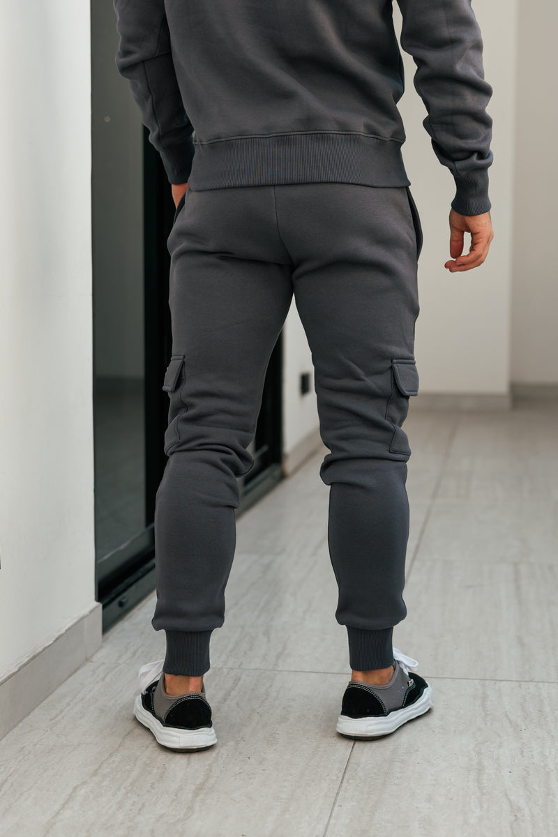 FS Charcoal / Silver Cargo Tracksuit Bottoms - FSR035 (PRE ORDER 22ND DECEMBER)