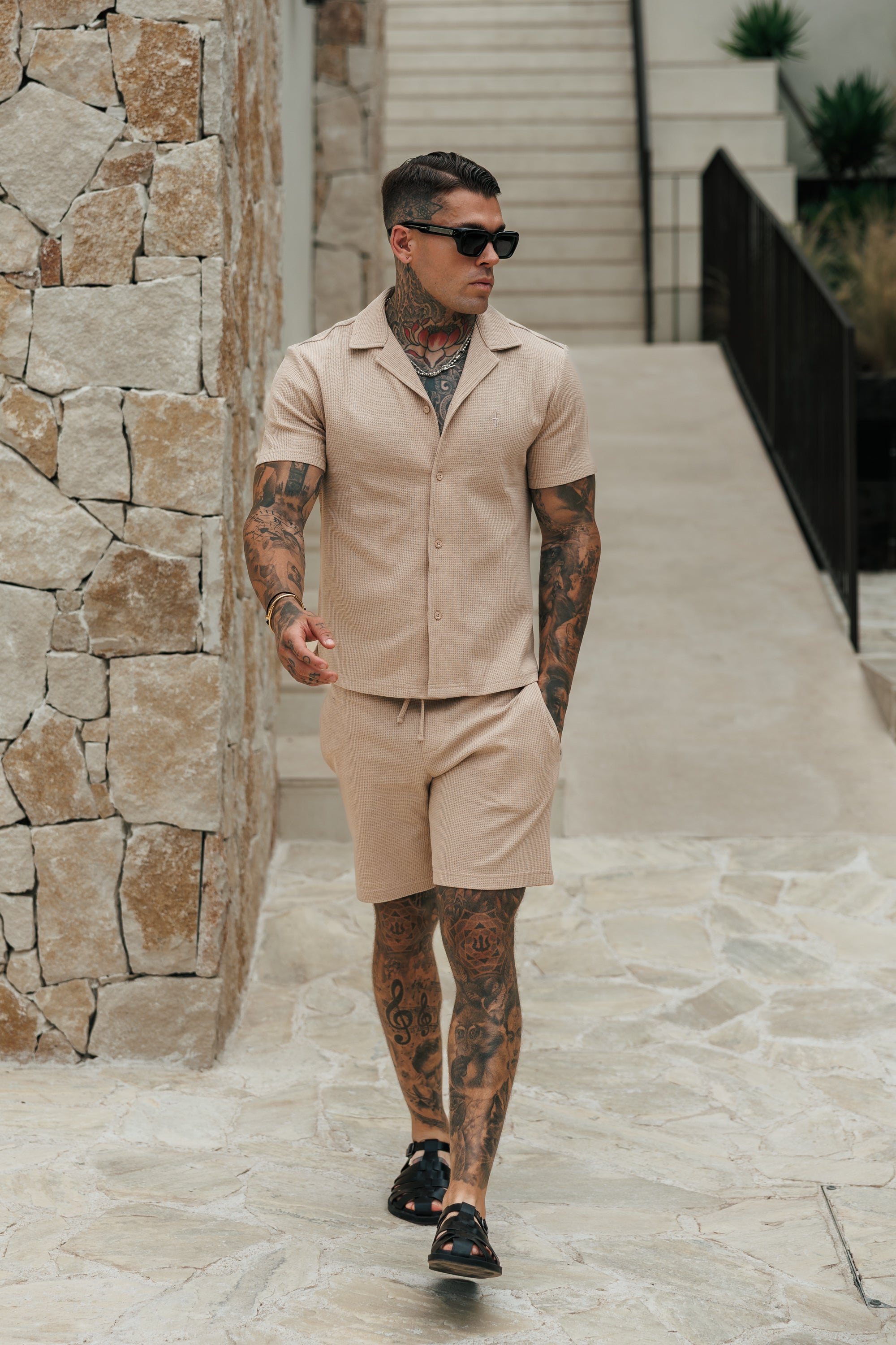 Waffle Revere Short Sleeve Shirt Beige - FSR110 (PRE ORDER 10TH AUGUST)