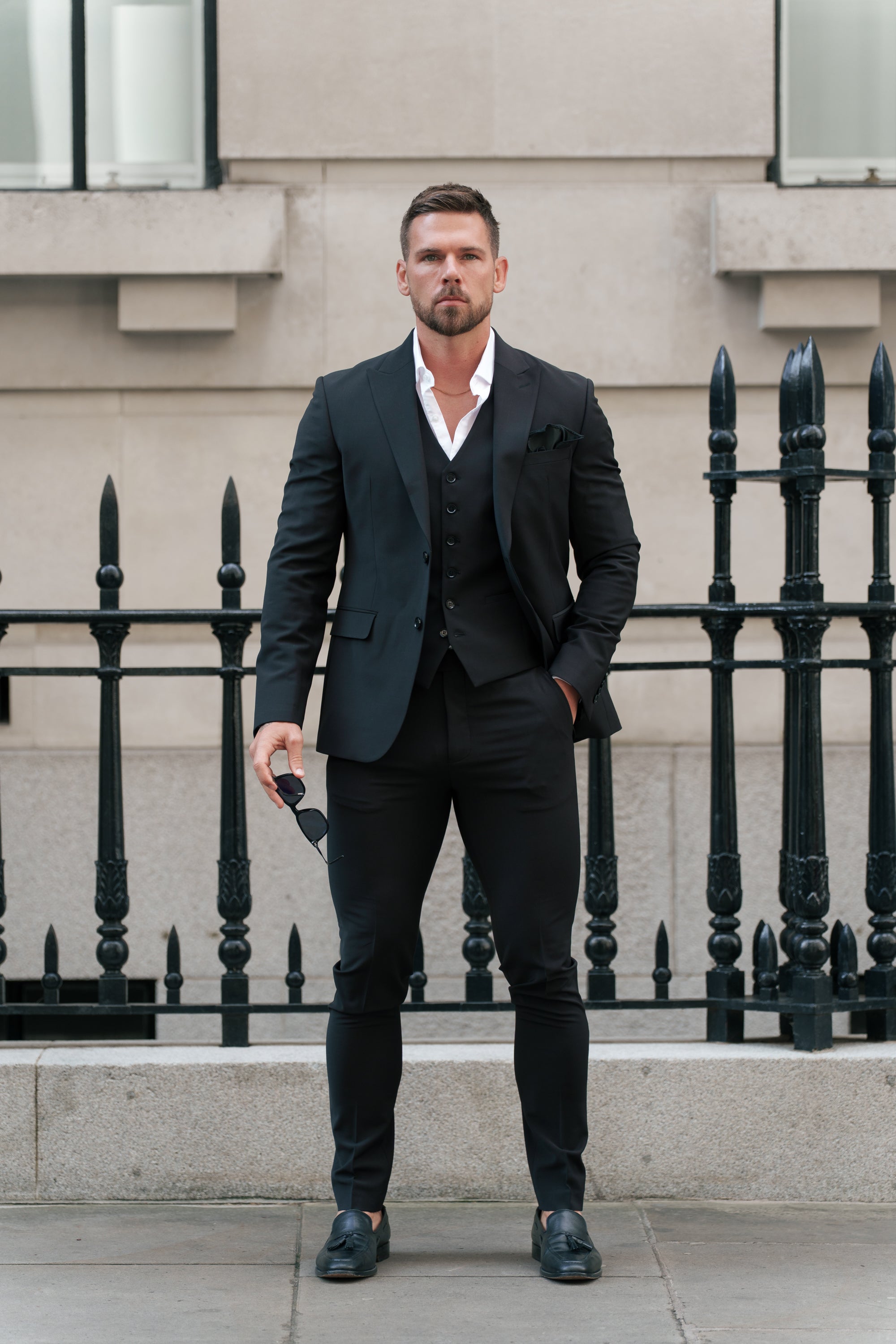 Slim Formal Black Stretch Trousers - FST037