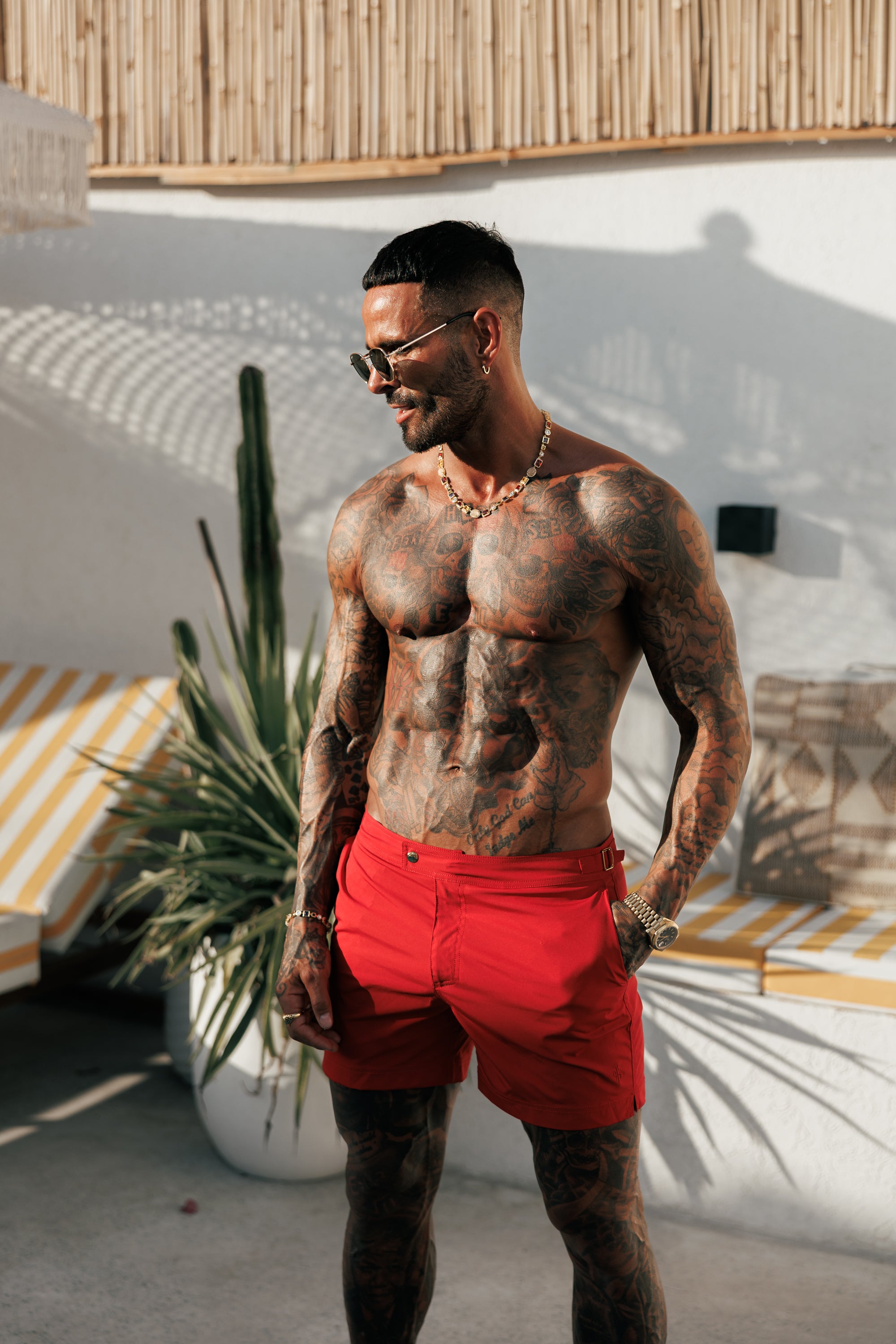 Red / Gold Swim Shorts - FSN226