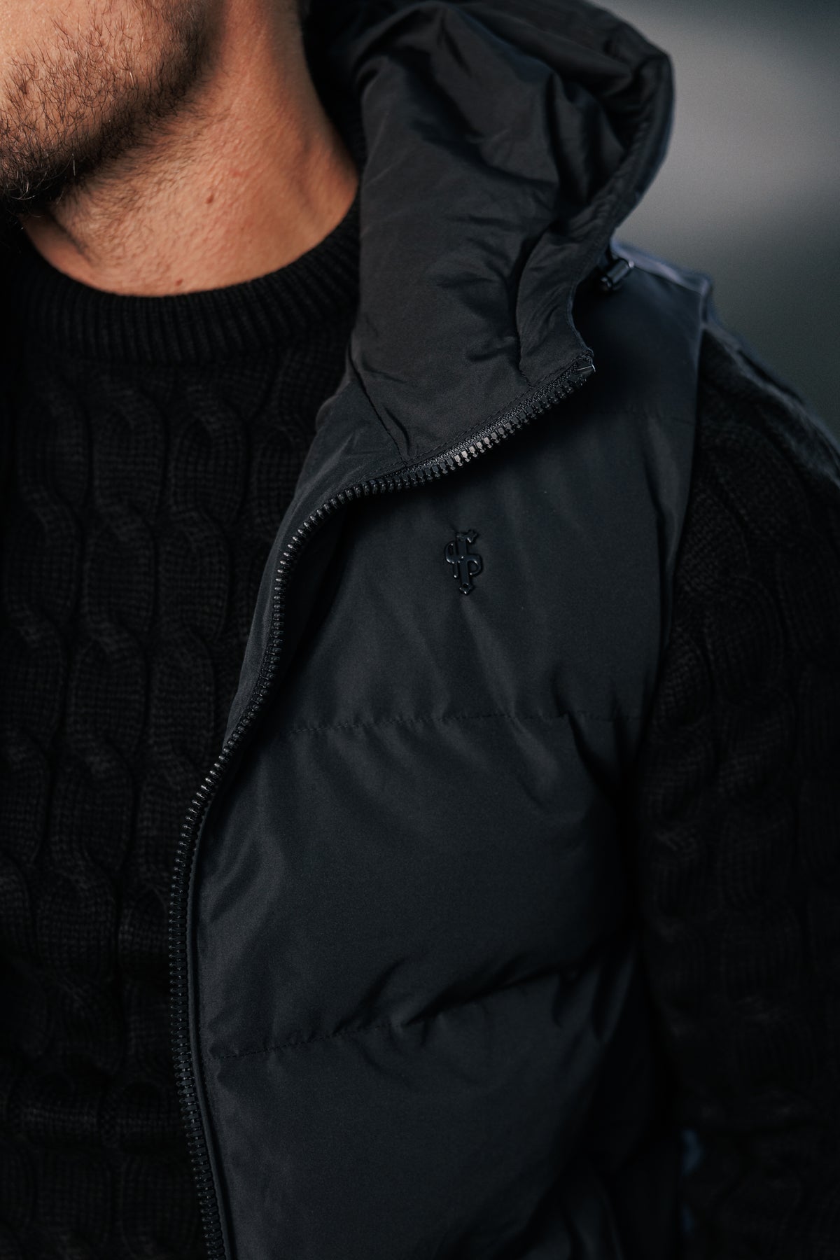 Black Padded Hooded Gilet - FSN235