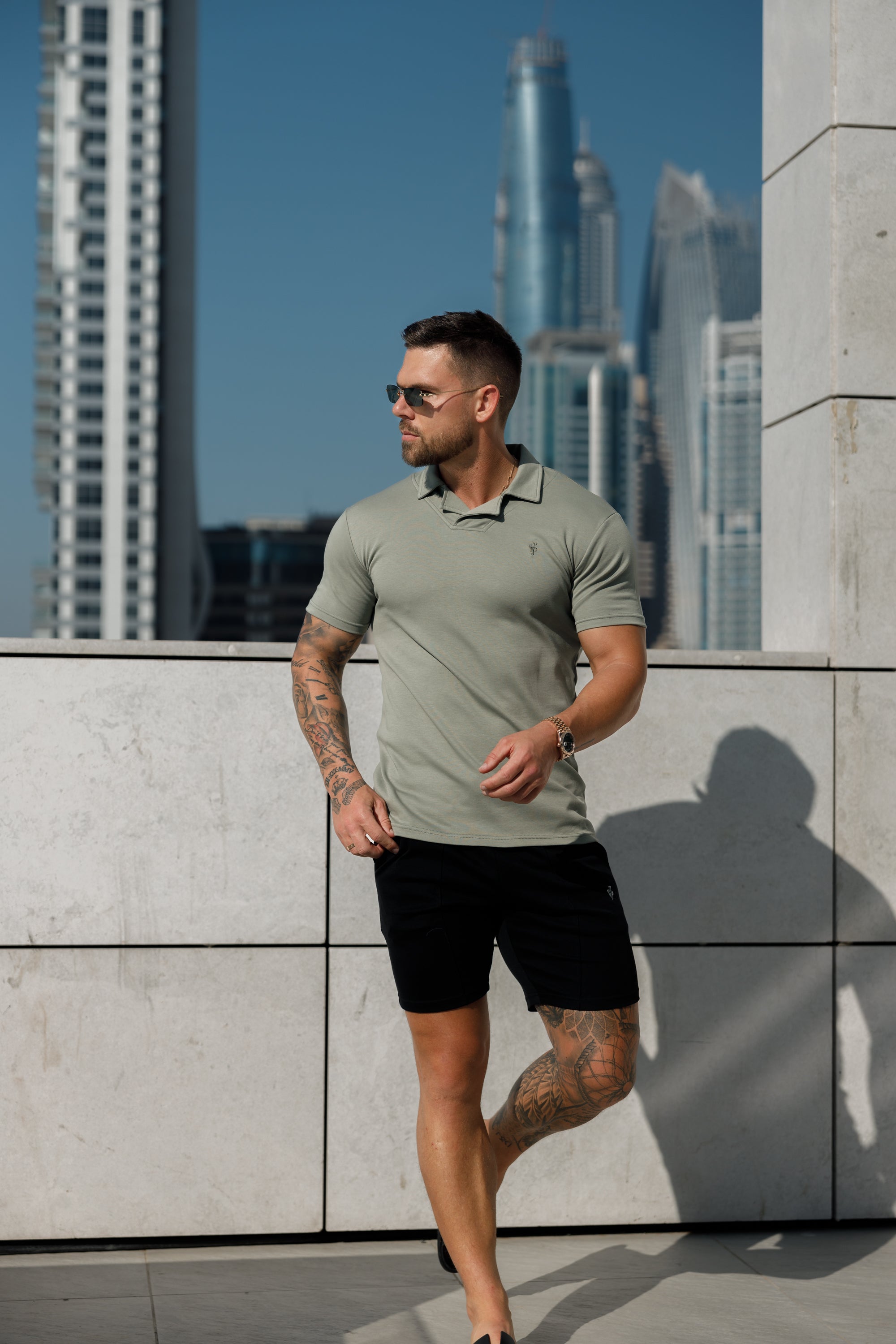 Classic Olive Polo Shirt With Revere Collar - FSH1065