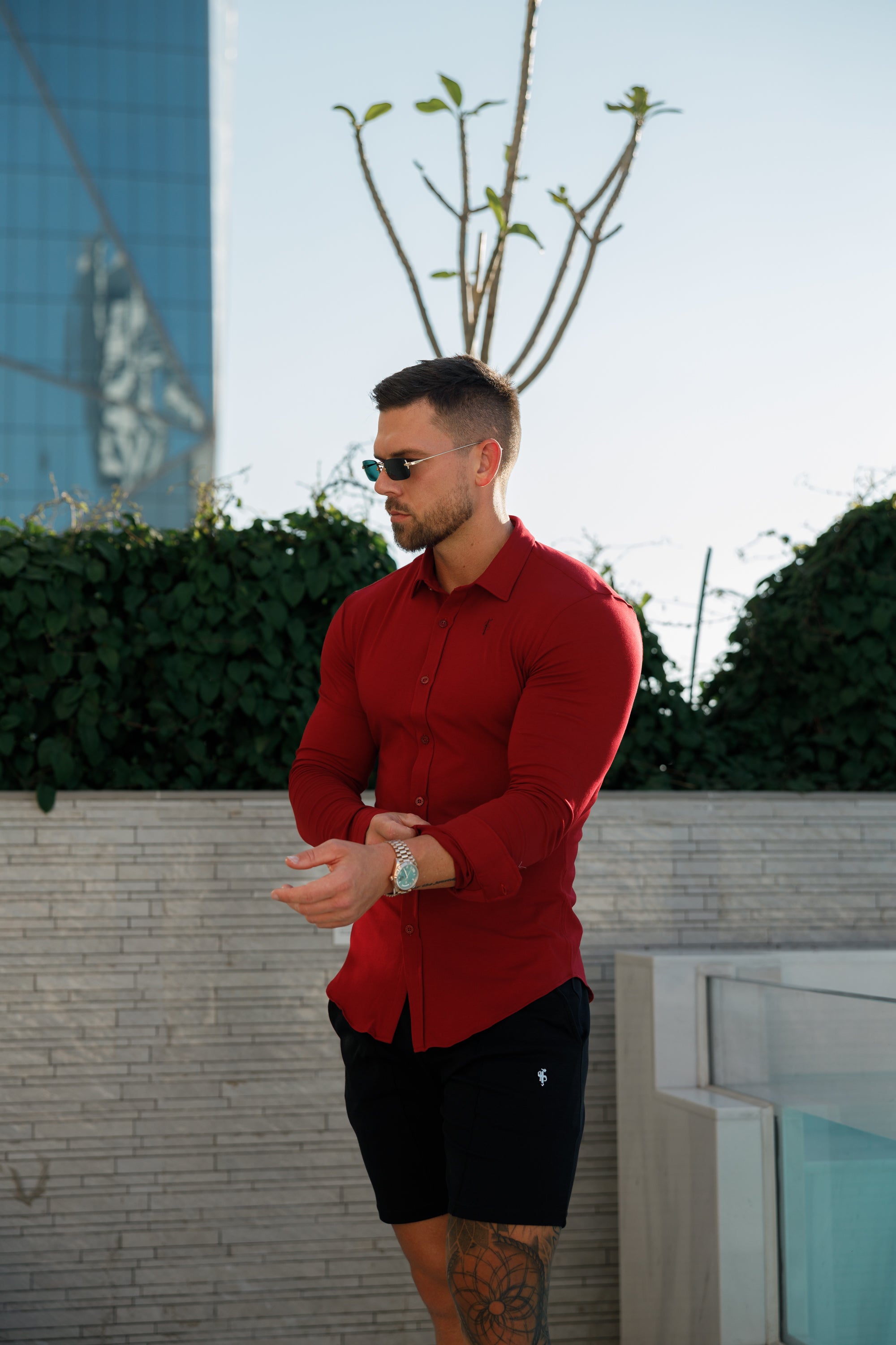 Fitted Ox Blood Long Sleeve Jersey - FSD002