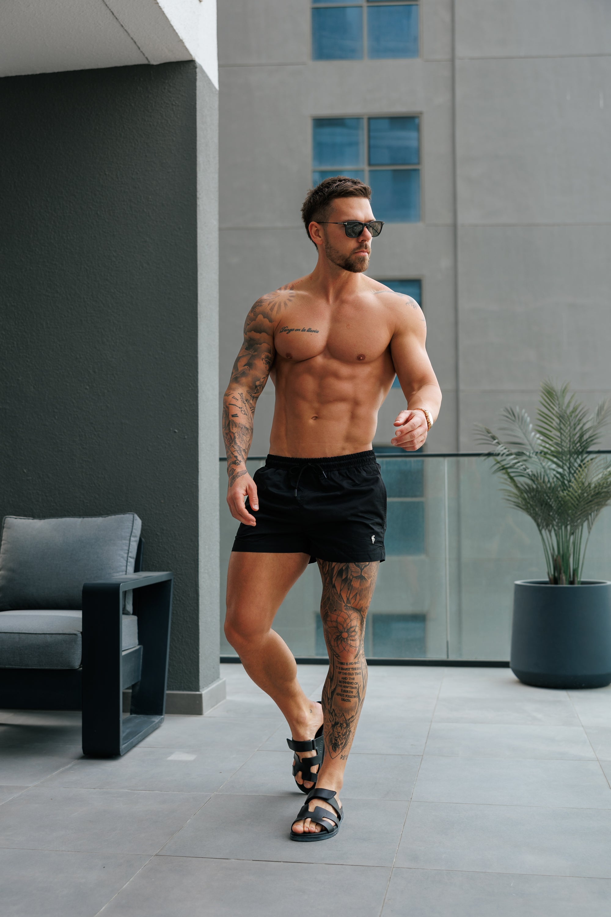 Black / Silver Swim Shorts - FSH1316