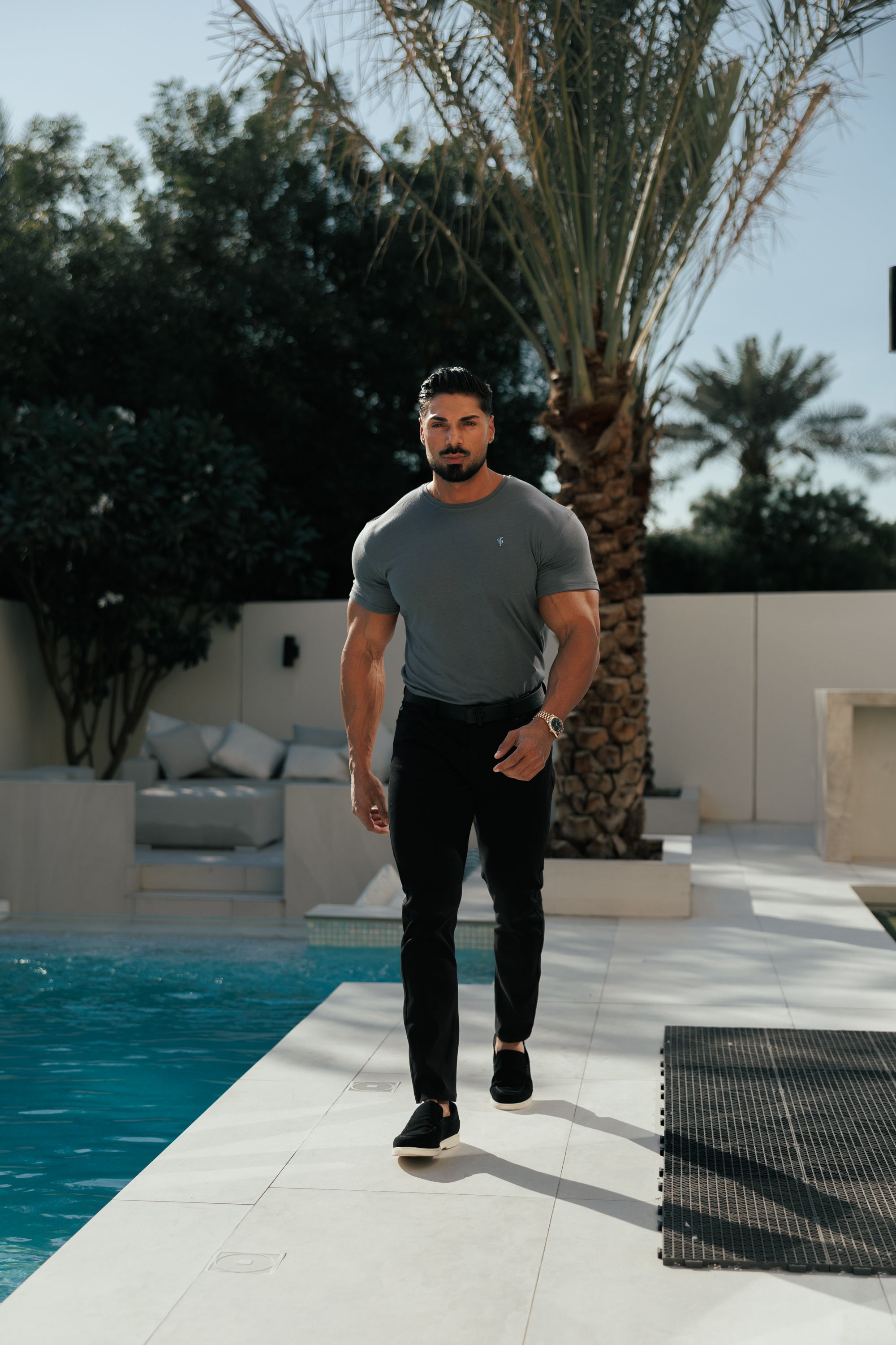 Charcoal / Silver Bamboo Crew T Shirt - FSH1212