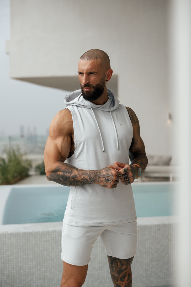 Father Sons Sleeveless Light Grey Gym Hoodie - FSH898