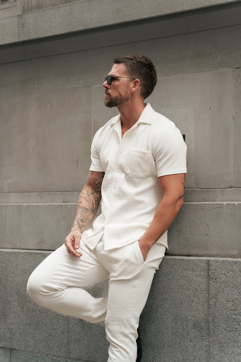Father Sons Jersey Cord Slim White Trousers - FSR015