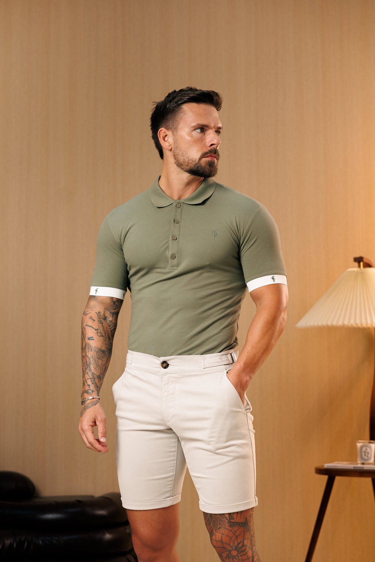 Light Grey Chino Shorts With Side Adjusters - FSH1661 (PRE ORDER 10TH SEPTEMBER)