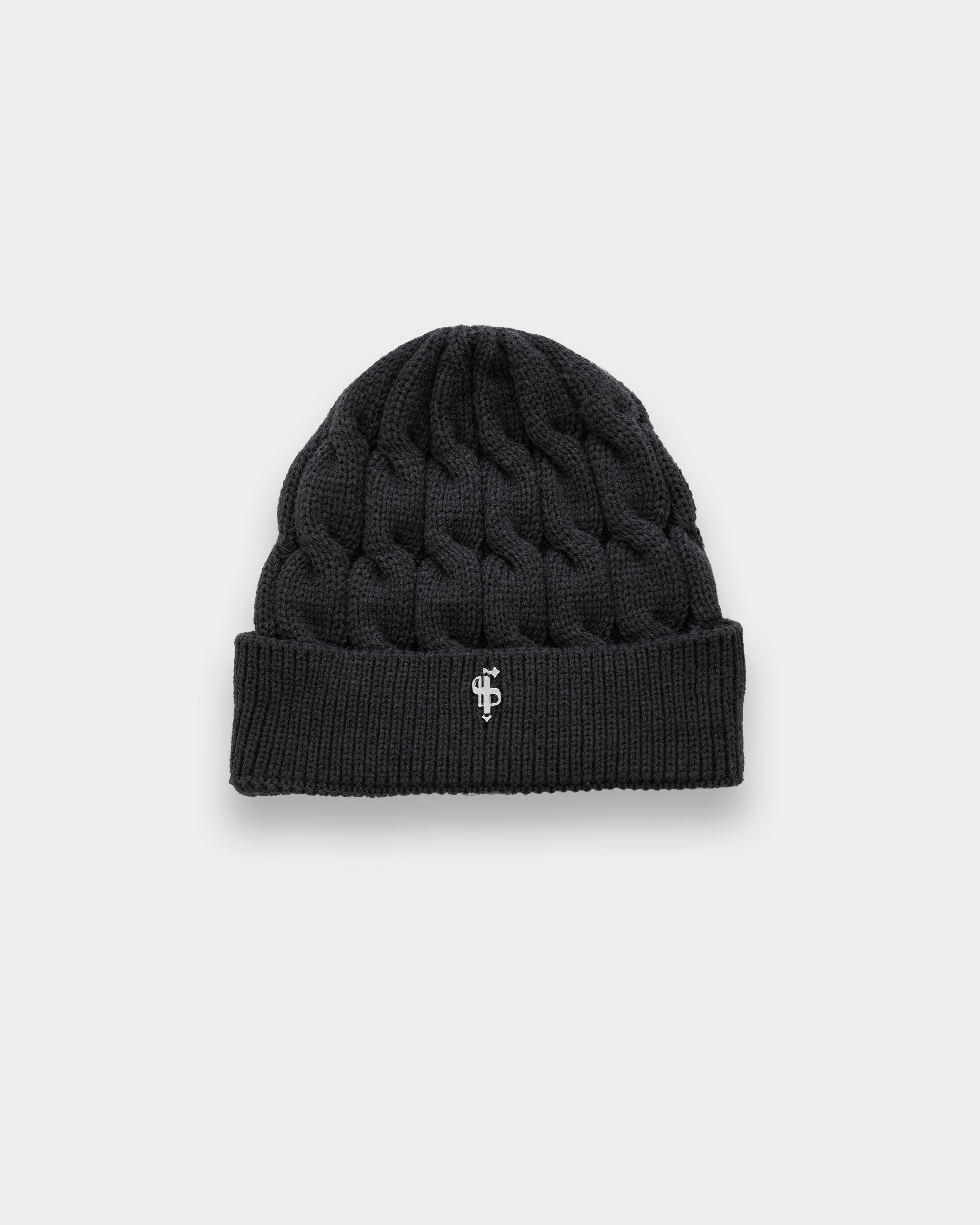 Link Weave Beanie Hat Charcoal - FSJ111