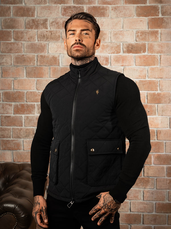 FS Black Padded Gilet With Front Pockets  - FSN209 (PRE ORDER 14TH DECEMBER) 