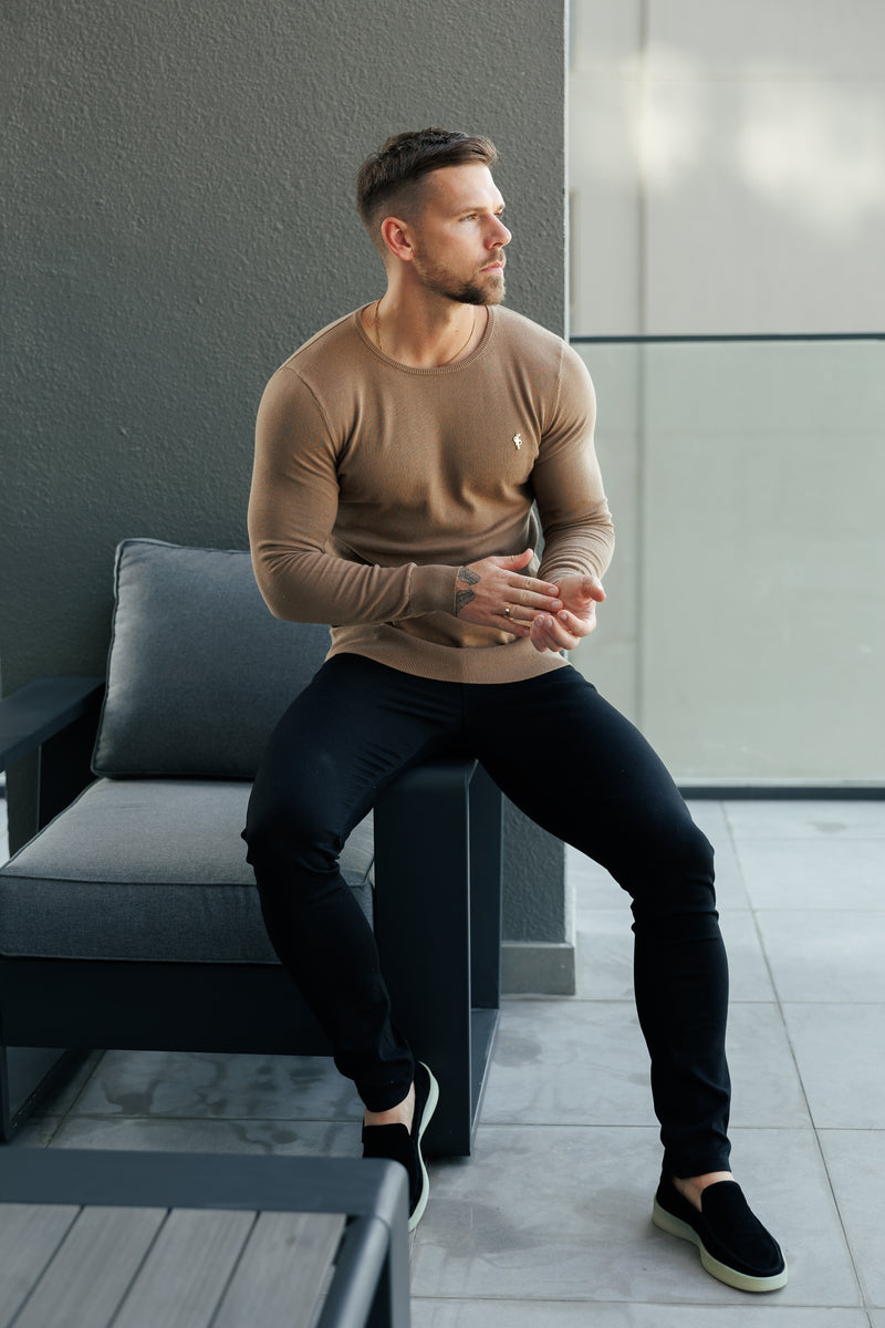 FS Camel Crew Neck Knitted Jumper With FS Branding -  FSN200