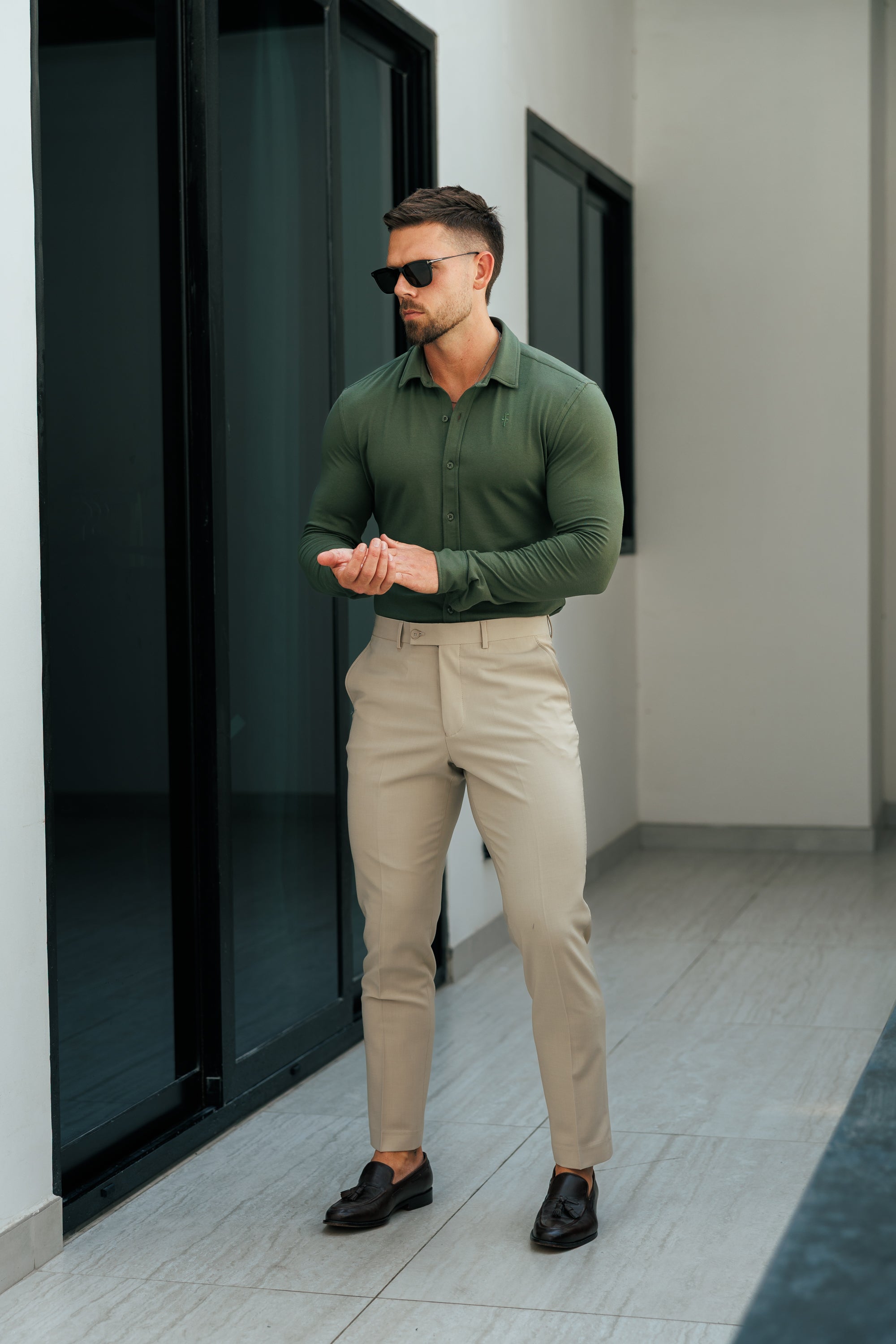 Fitted Khaki Long Sleeve Jersey - FSD003