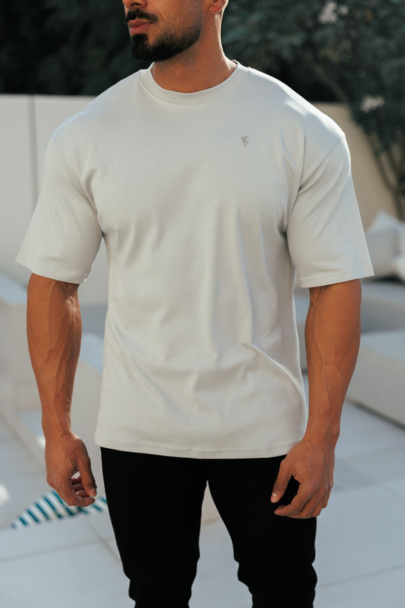 Father Sons Classic Light Grey / Silver Oversized Crew T Shirt - FSH1421