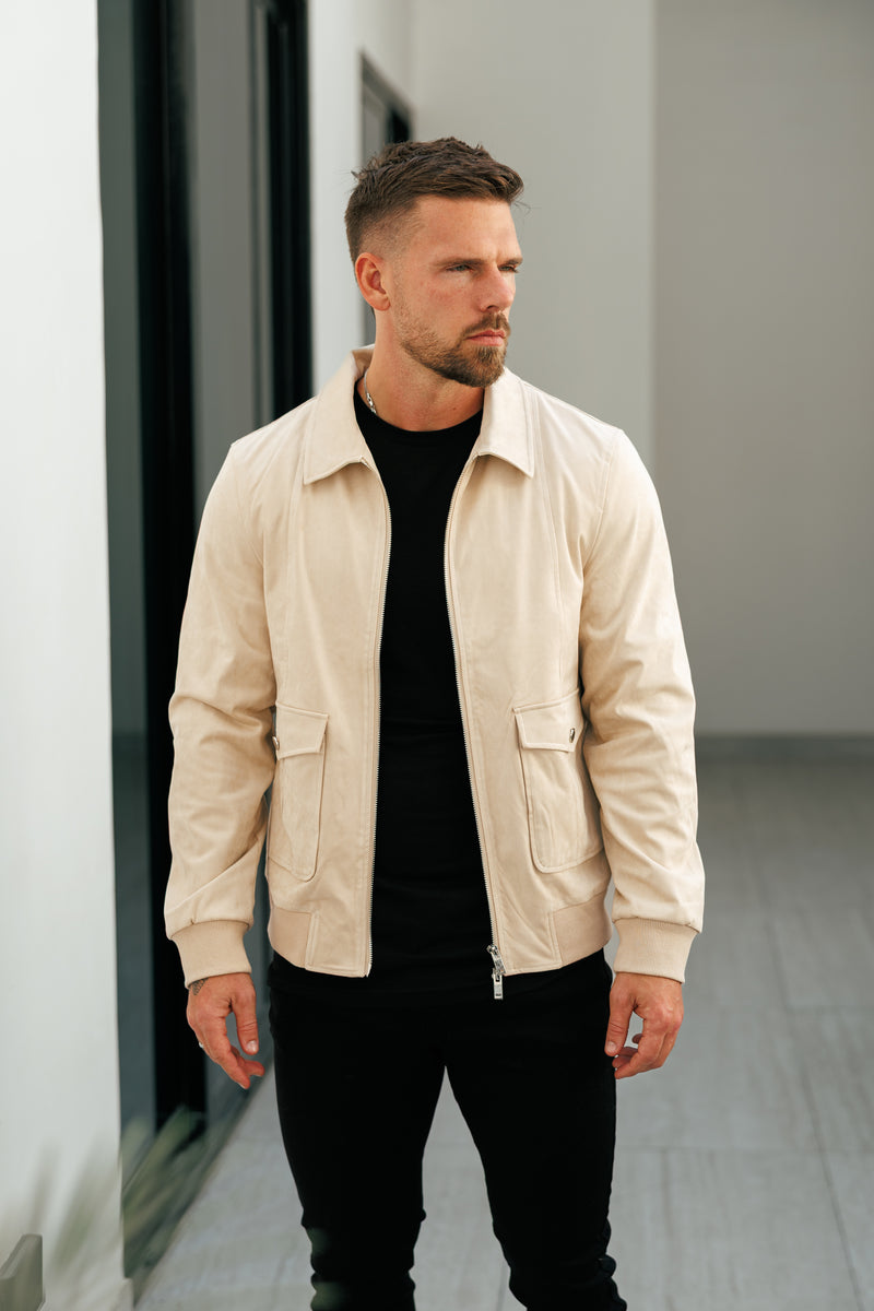 FS Suede Feel Beige Bomber Jacket - FSN228