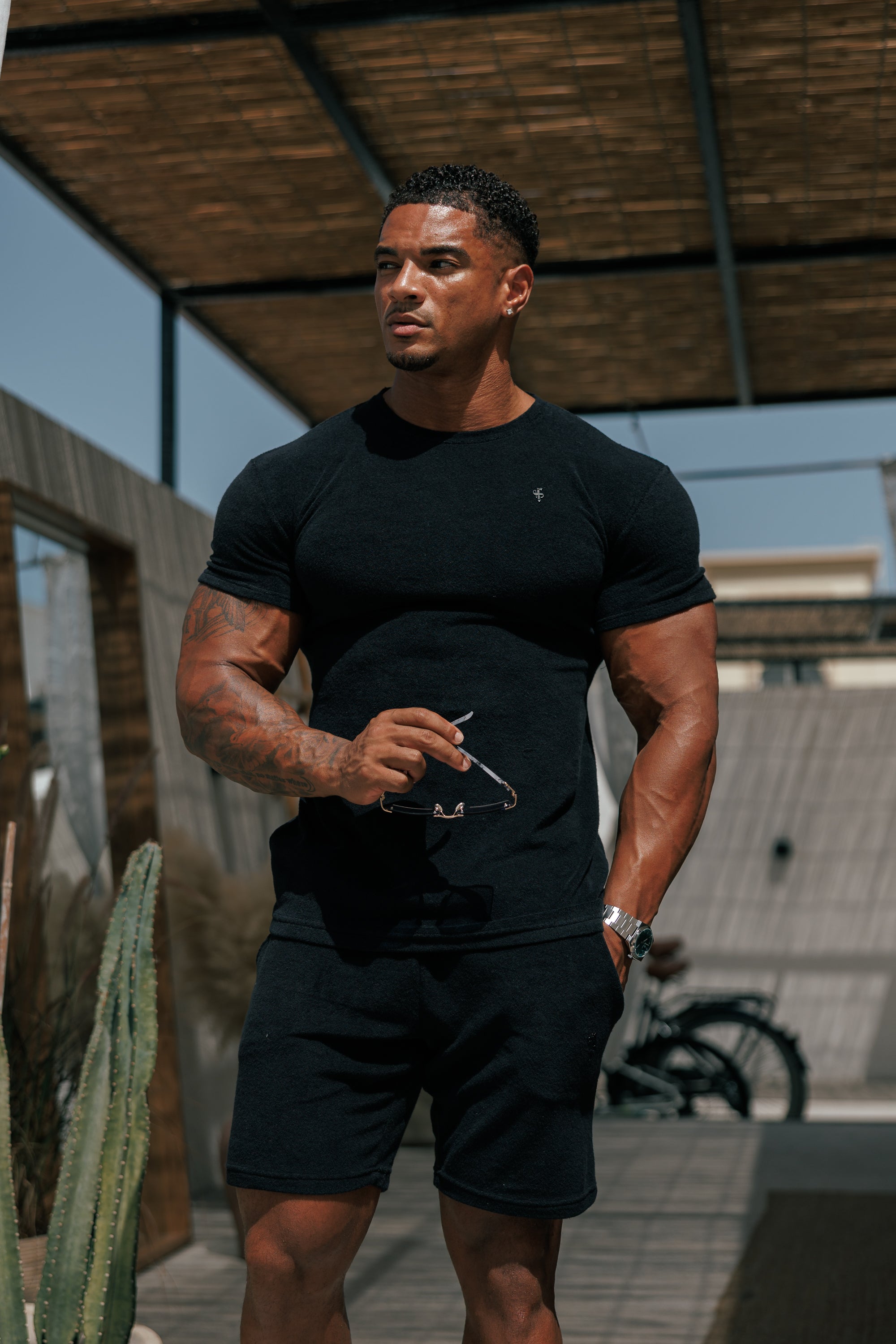 Black Towelling Shorts - FSH817