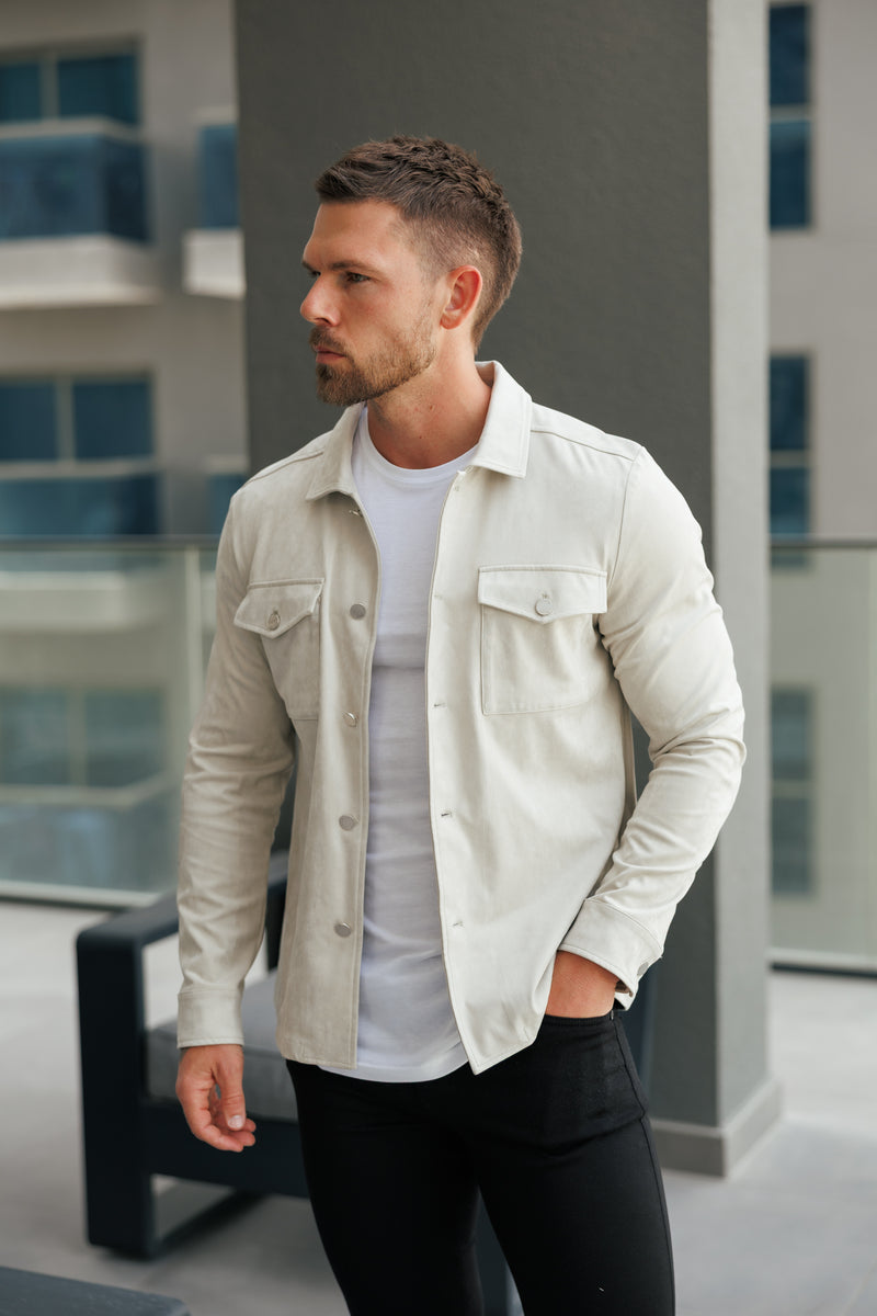 FS Suede Feel Button Up Jacket Light Grey / Silver - FSN220