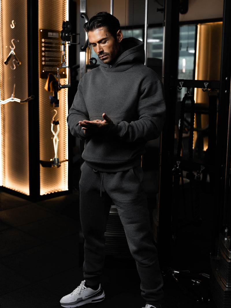 FS Charcoal Oversized Hoodie With Functional FS Stud - FSR007