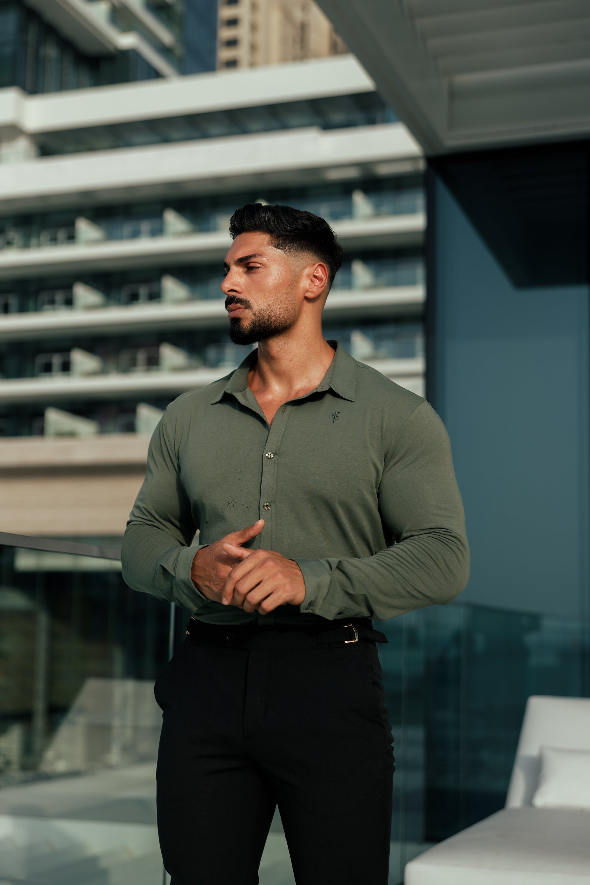 Fitted Khaki Long Sleeve Jersey - FSD003