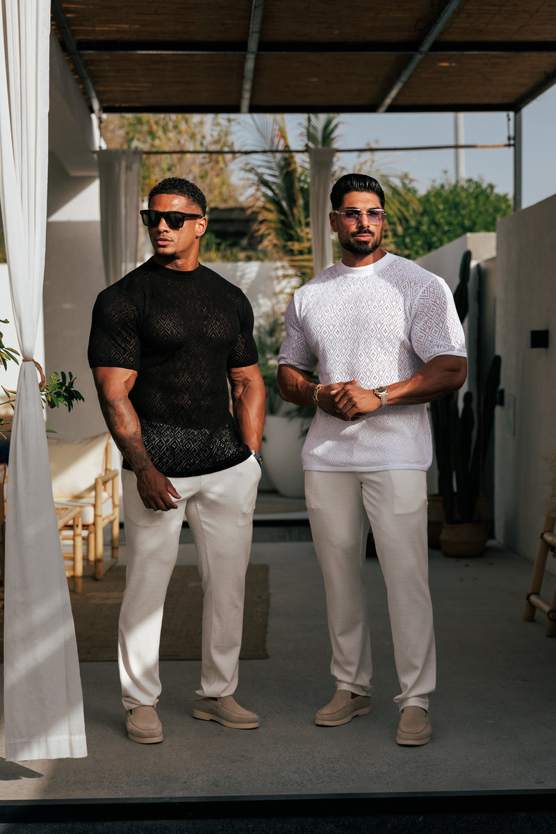 Father Sons Crochet Crew T-Shirt Black Short Sleeve - FSJ085