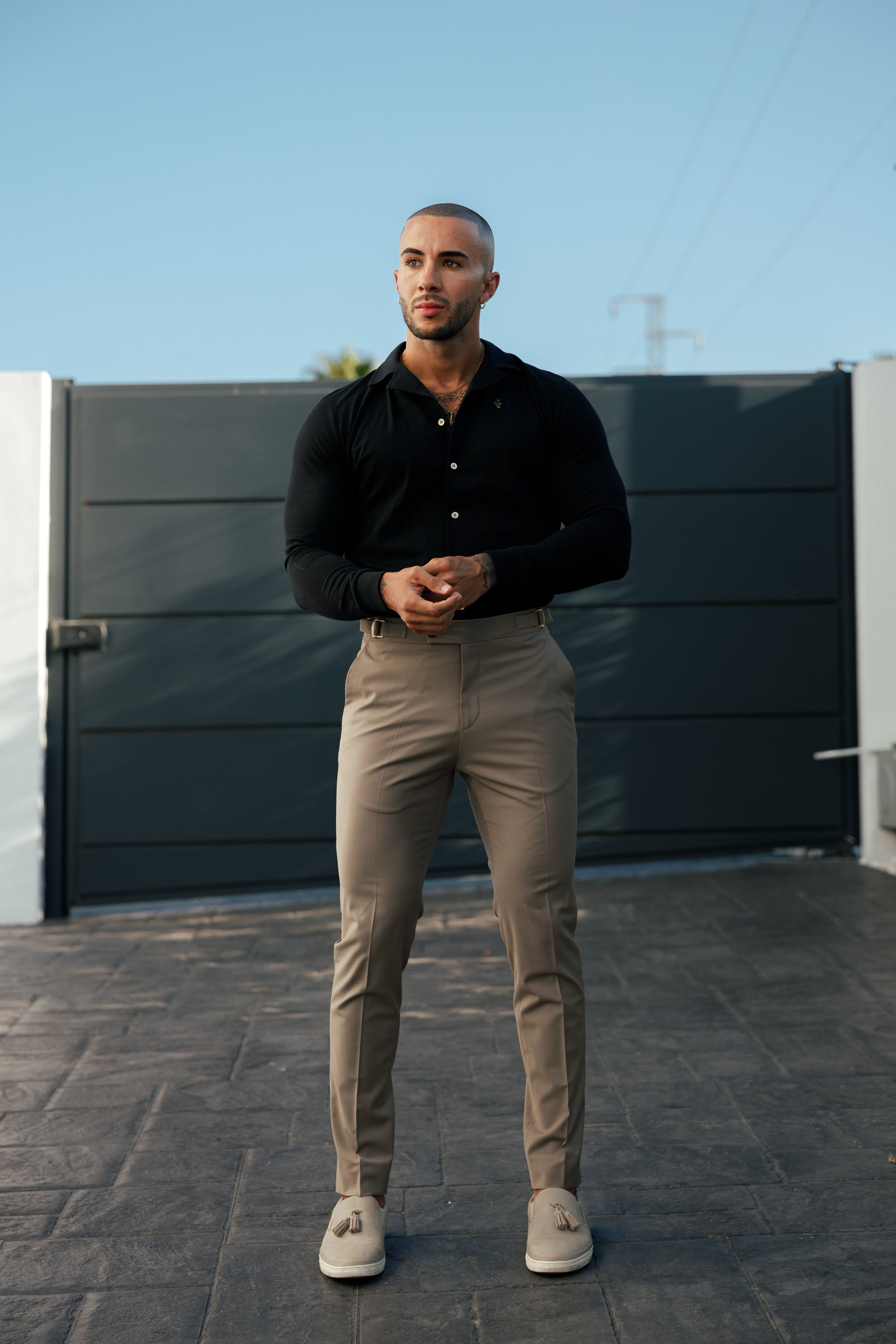 Father Sons Slim Formal Tabaco Stretch Pants with Side Adjusters - FST023 