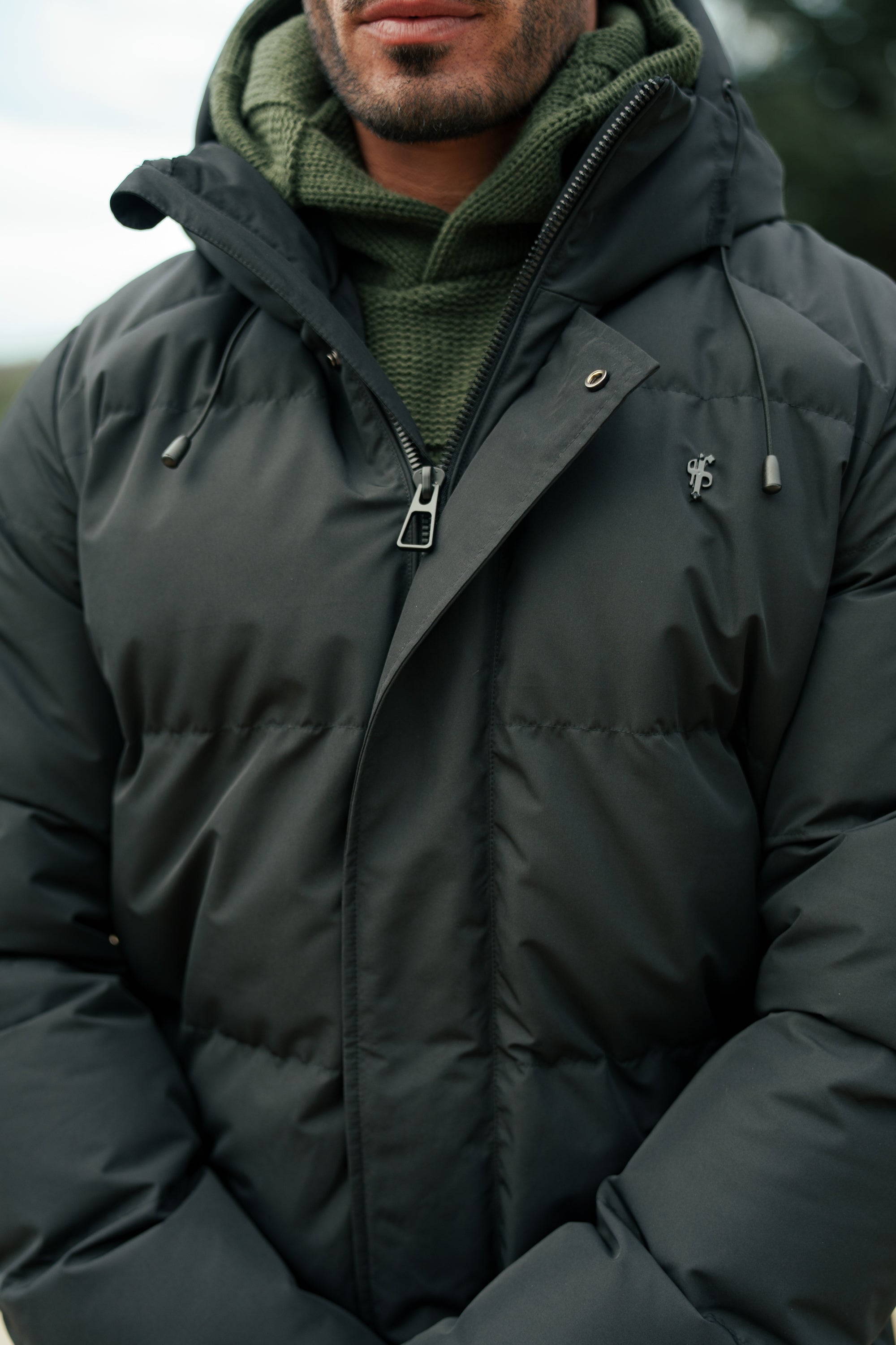 Black Padded Coat with Hood - FSN234