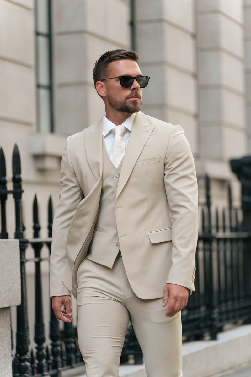 Father Sons Slim Formal Waistcoat Beige - FSW011