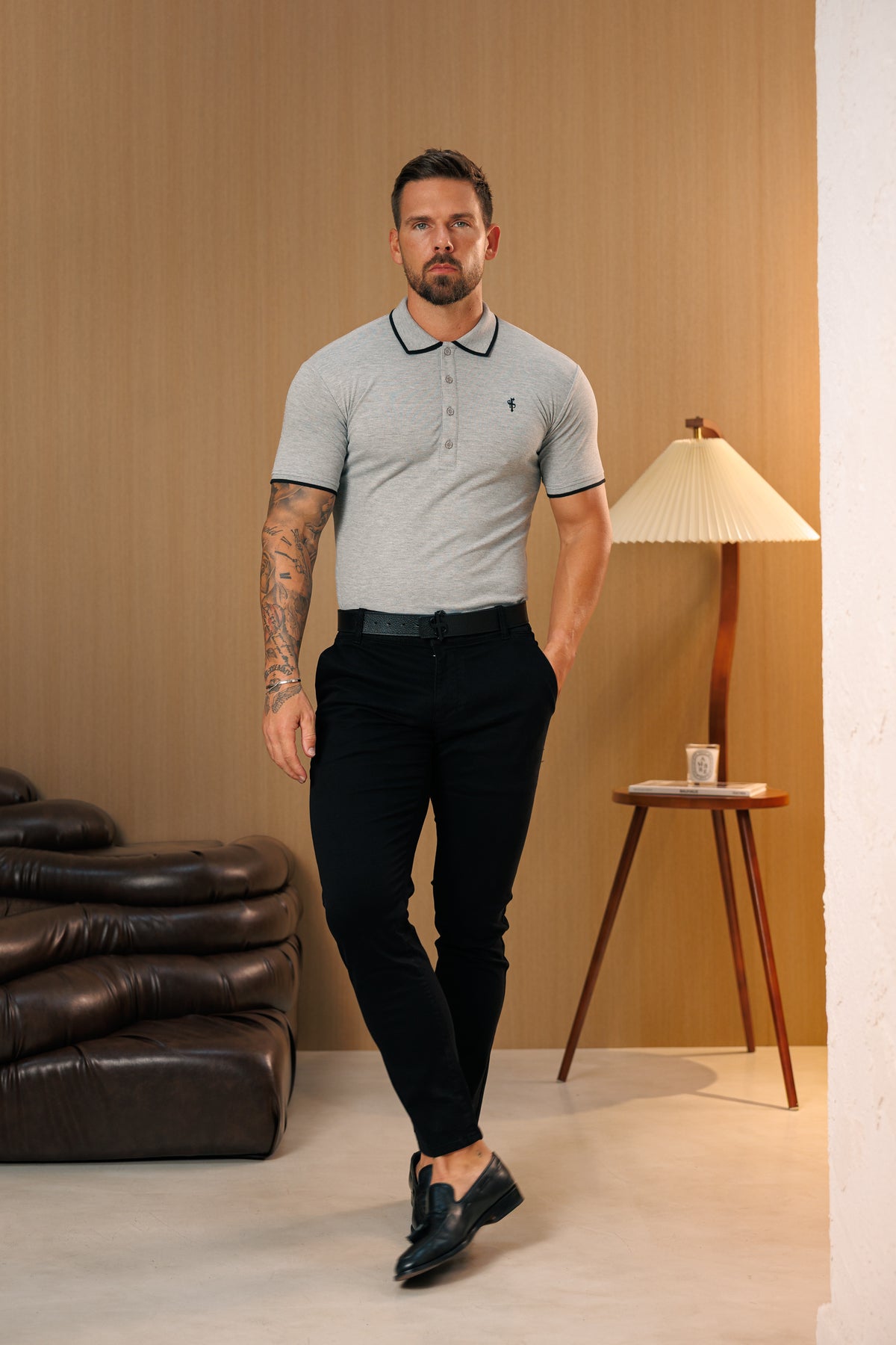 Black Chino Trousers With Belt Loops - FSH1490
