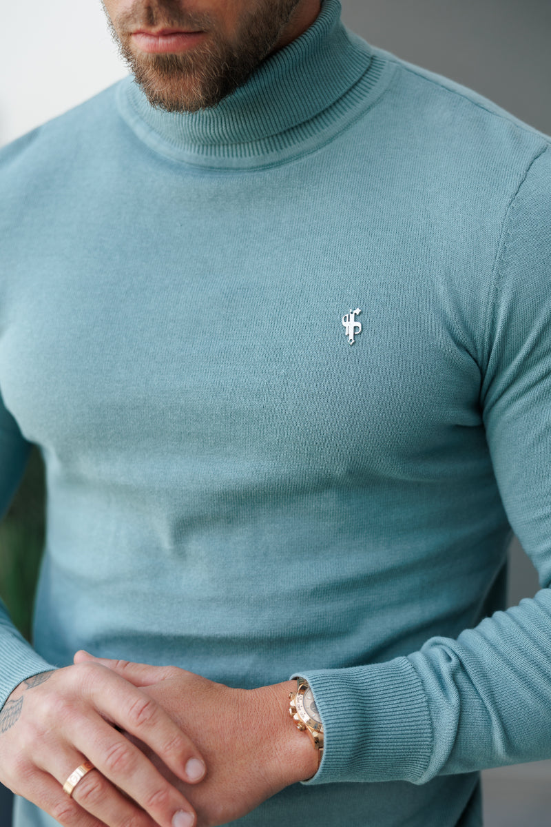 FS Teal Roll Neck Knitted Jumper With FS Branding -  FSN205