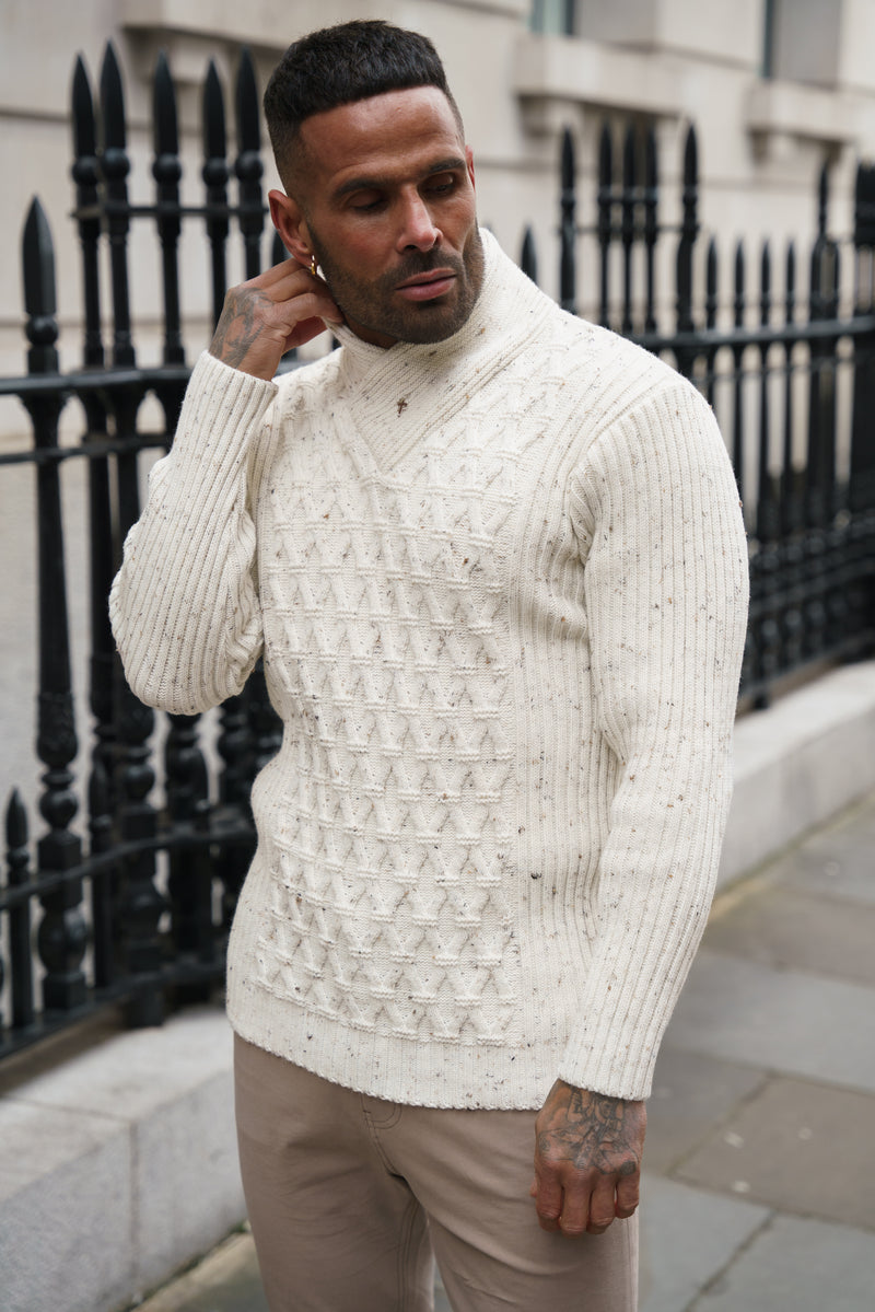 Father Sons Chunky Cable Knit Natural with Colour Fleck Sweater - FSJ067