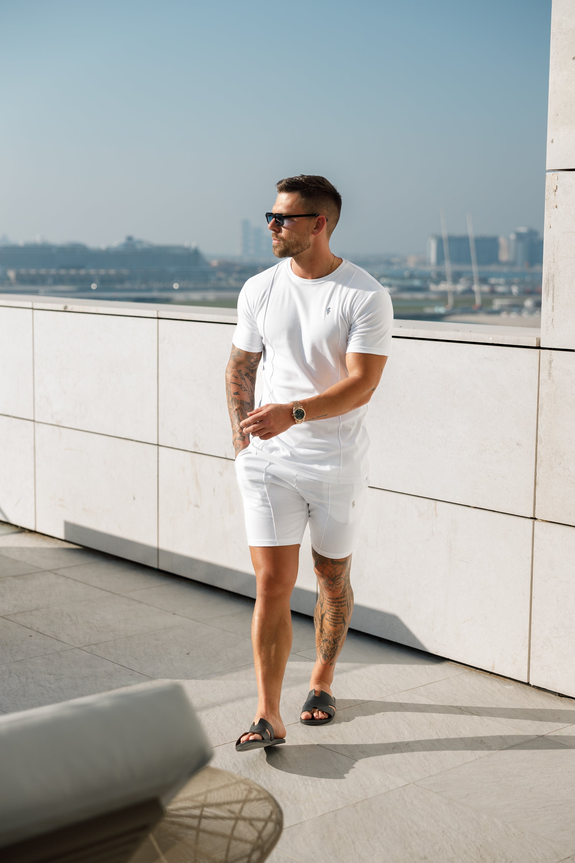 White / Silver Elasticated Drawstring Pintuck Shorts - FSH1054