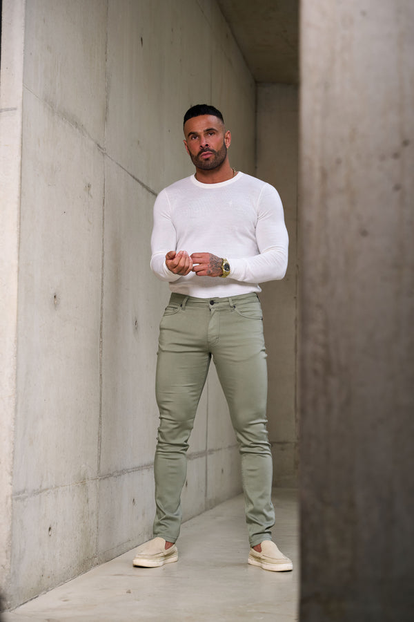 Father Sons Slim Stretch Olive Relaxed Sateen Pants - FSH1304