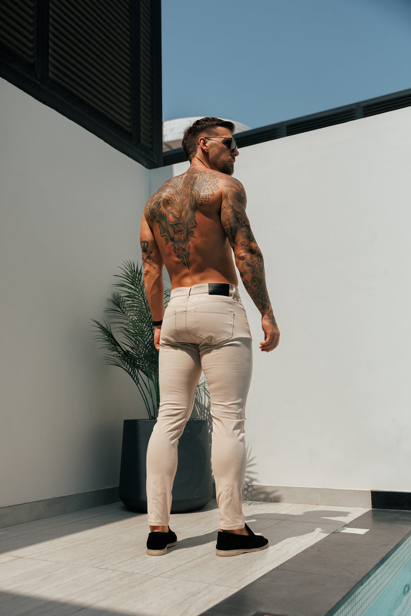 Father Sons Ultra Stretch Beige Relaxed Jeans - FSJEAN008