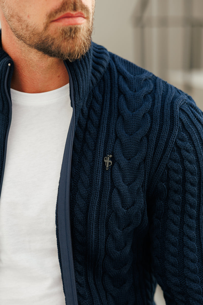 Father Sons Funnel Neck Full Zip Cardigan Dark Navy -  FSJ146 (PRE ORDER 21ST DECEMBER)