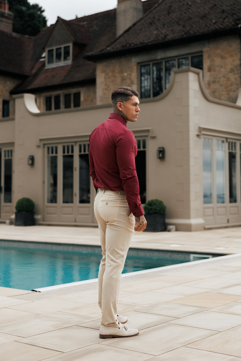Father Sons Muscle Fit Advanced Stretch Oxblood with Cutaway Collar  - FS1201