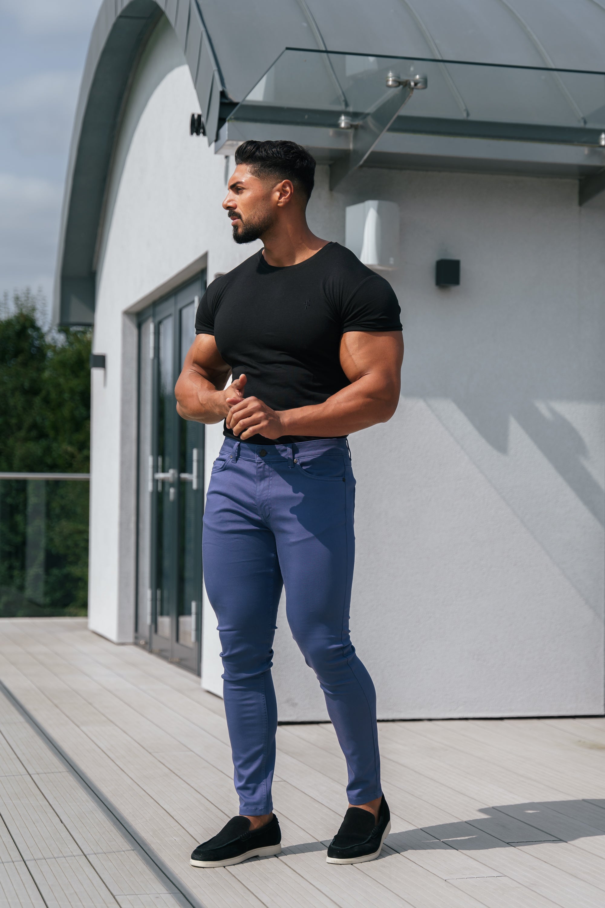 FS Slim Stretch Light Navy Sateen Pants - FSH1148