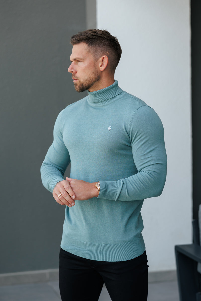 FS Teal Roll Neck Knitted Jumper With FS Branding -  FSN205