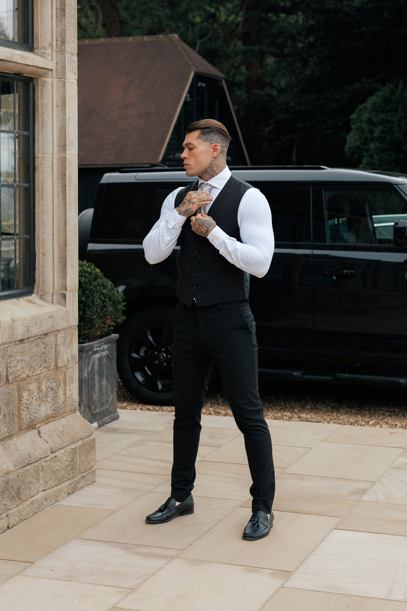 Father Sons Relaxed Formal Black Stretch Trousers - FSTR020 RELAXED