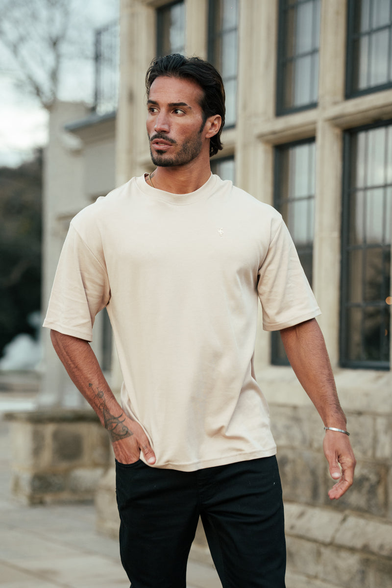 Father Sons Classic Beige / Gold Oversized Crew T Shirt - FSH1420