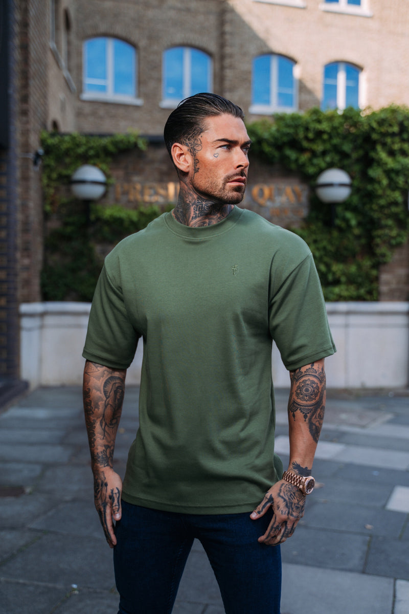 Father Sons Classic Khaki Oversized Crew T Shirt - FSH869