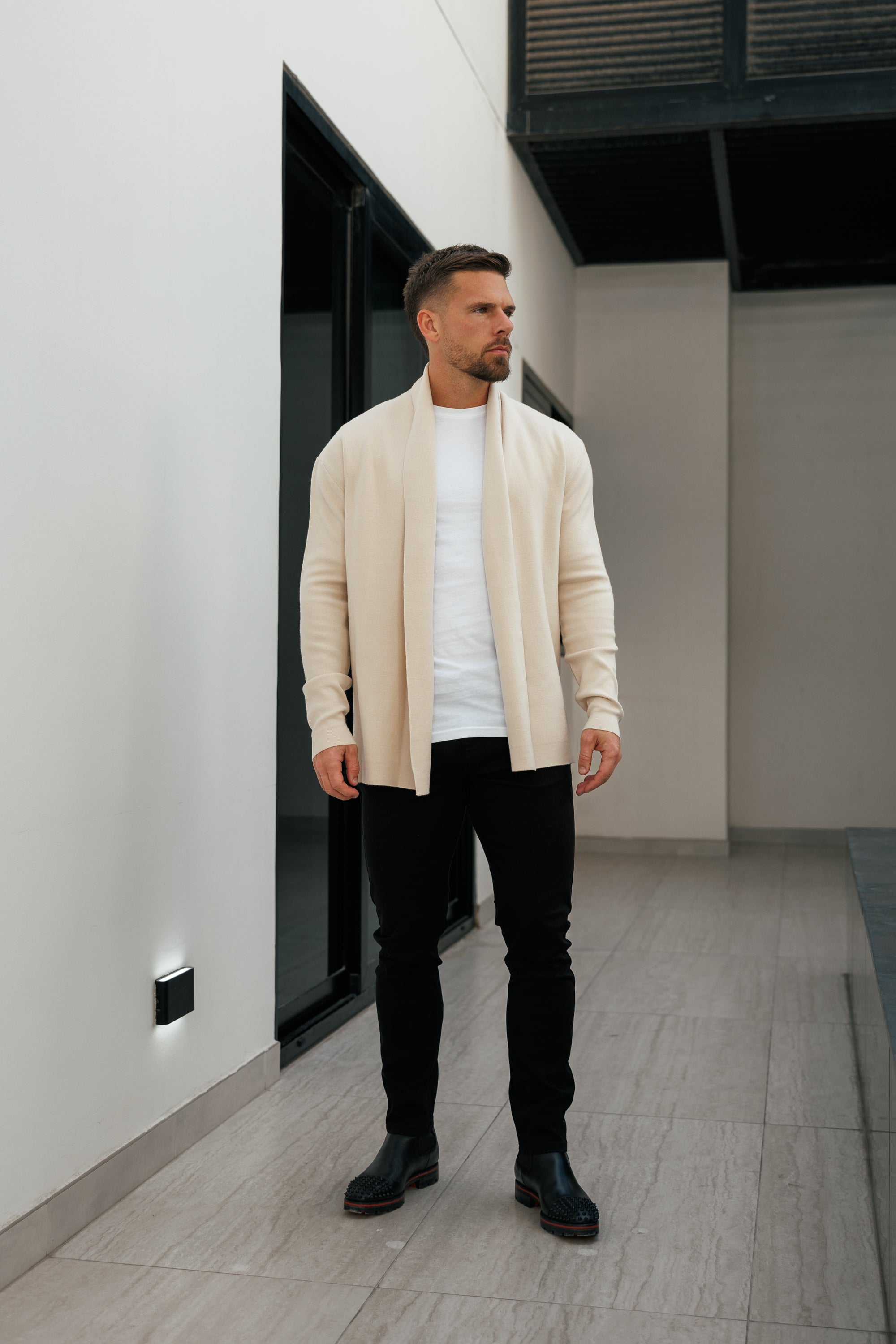 Soft Touch Shawl Cardigan Beige -  FSA003